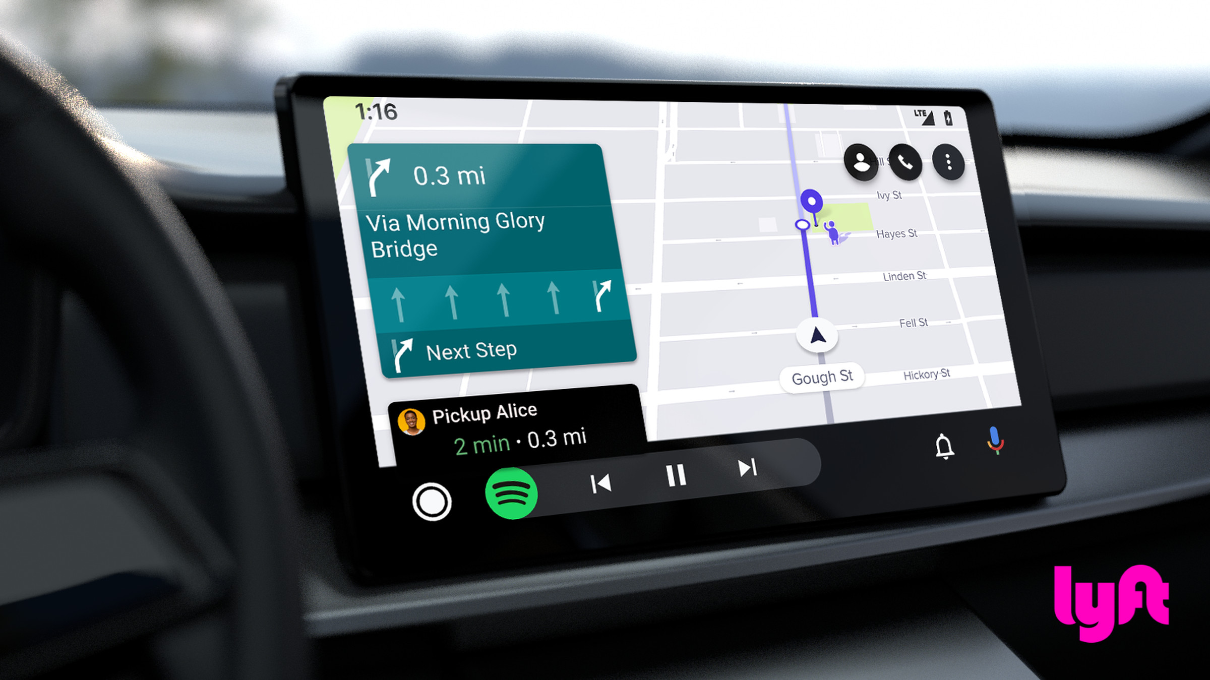 Google says its partnered with Lyft to add Android Auto support for its driver-focused app.