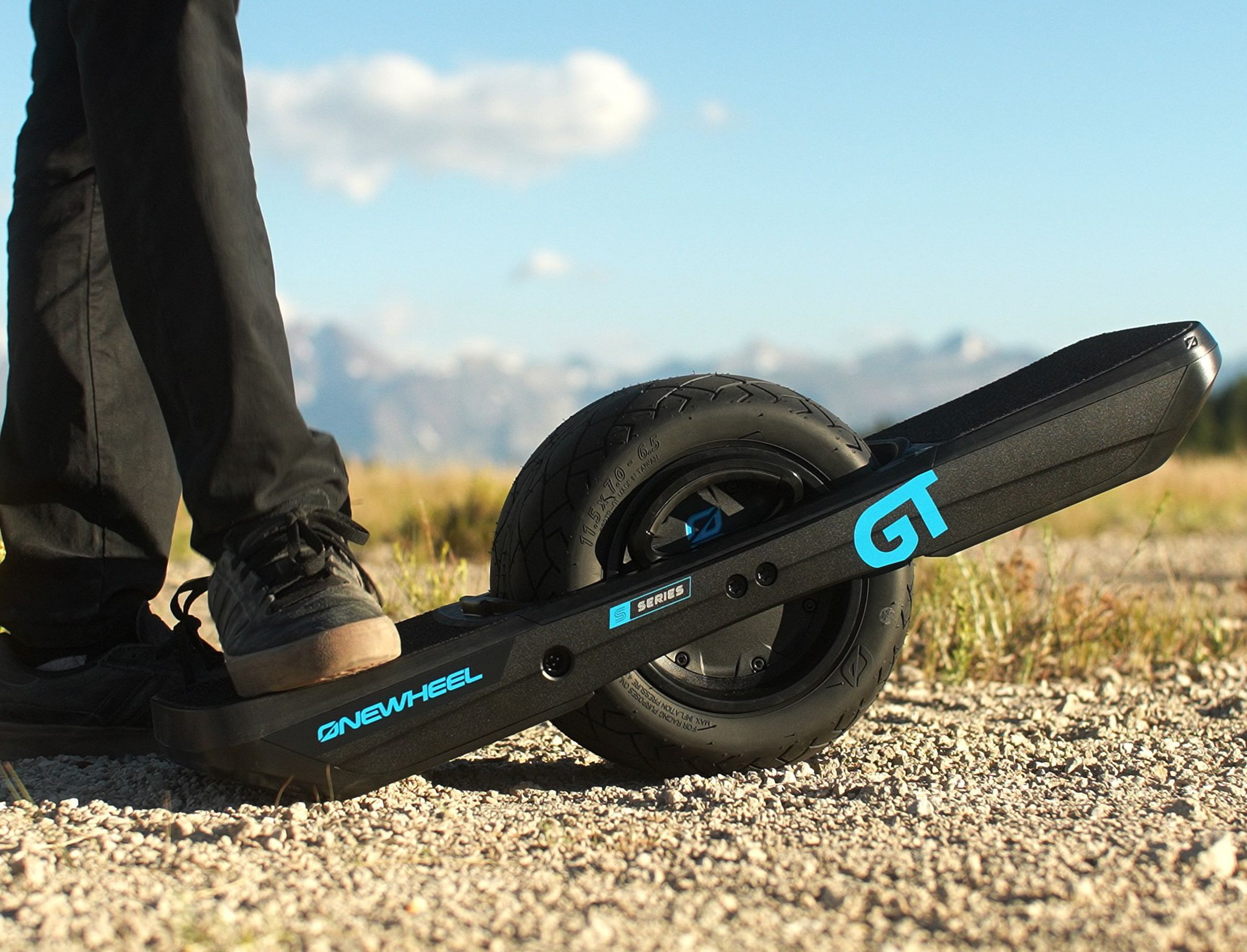 It’s an electric skateboard with a single wheel inside.