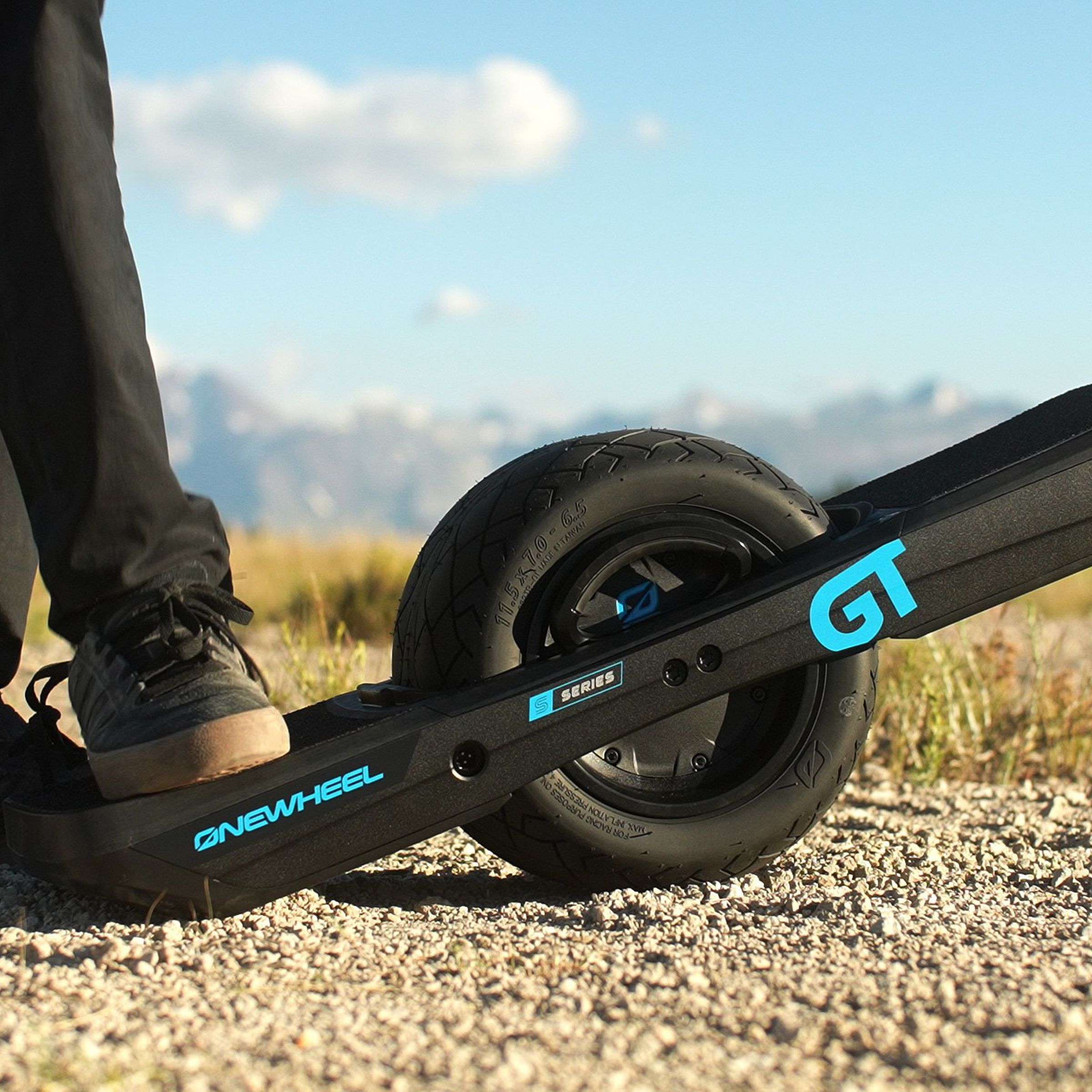 It’s an electric skateboard with a single wheel inside.