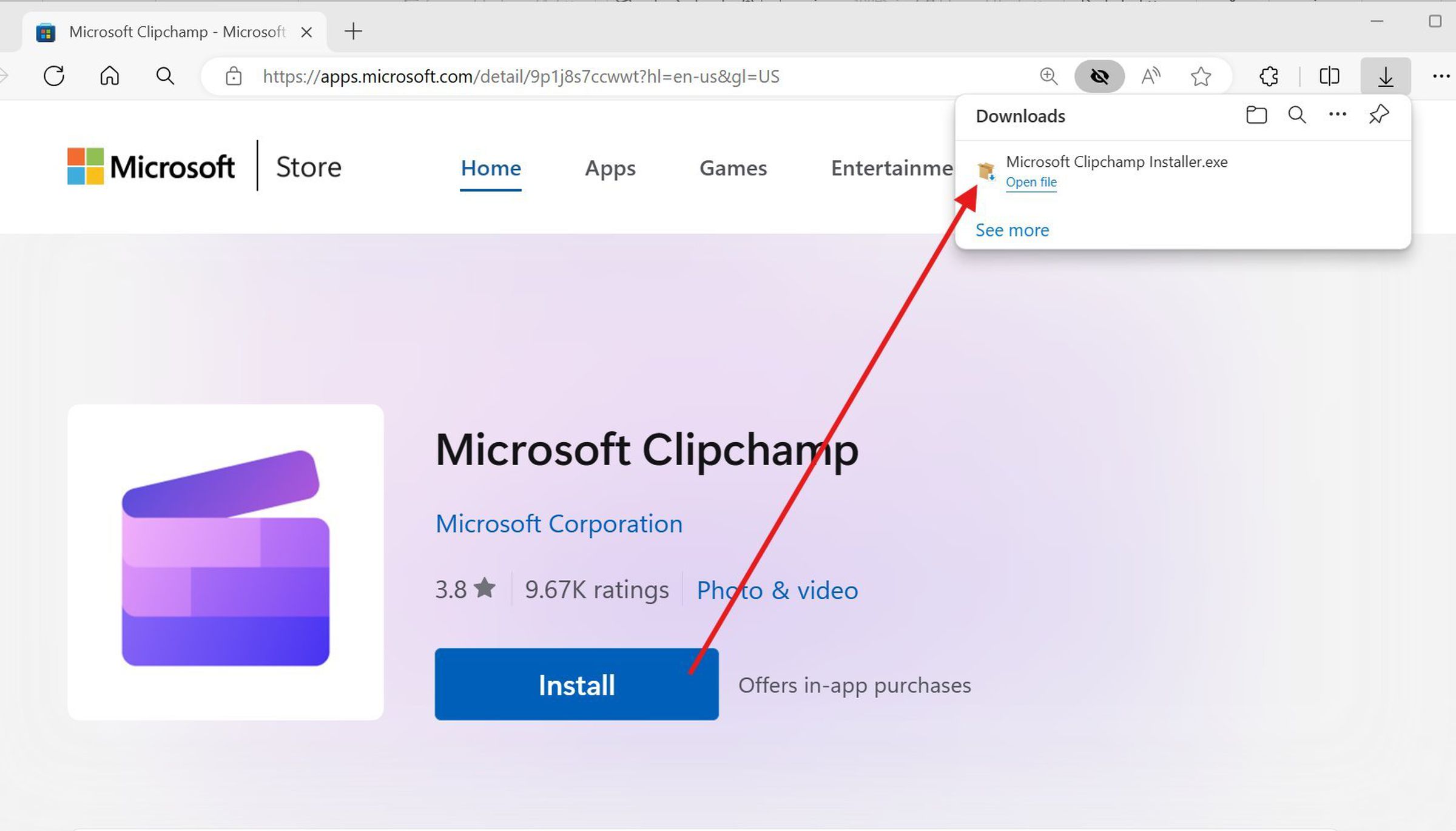 The new way of installing Windows store apps from the web.