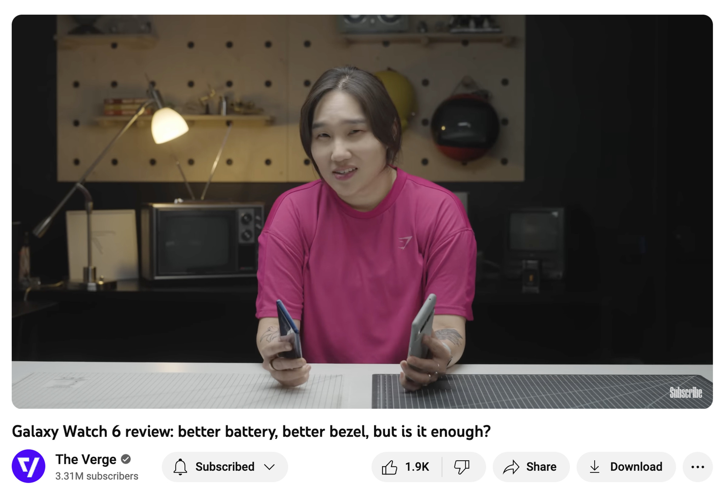 A screenshot from Victoria Song’s video review of the Galaxy Watch 6.