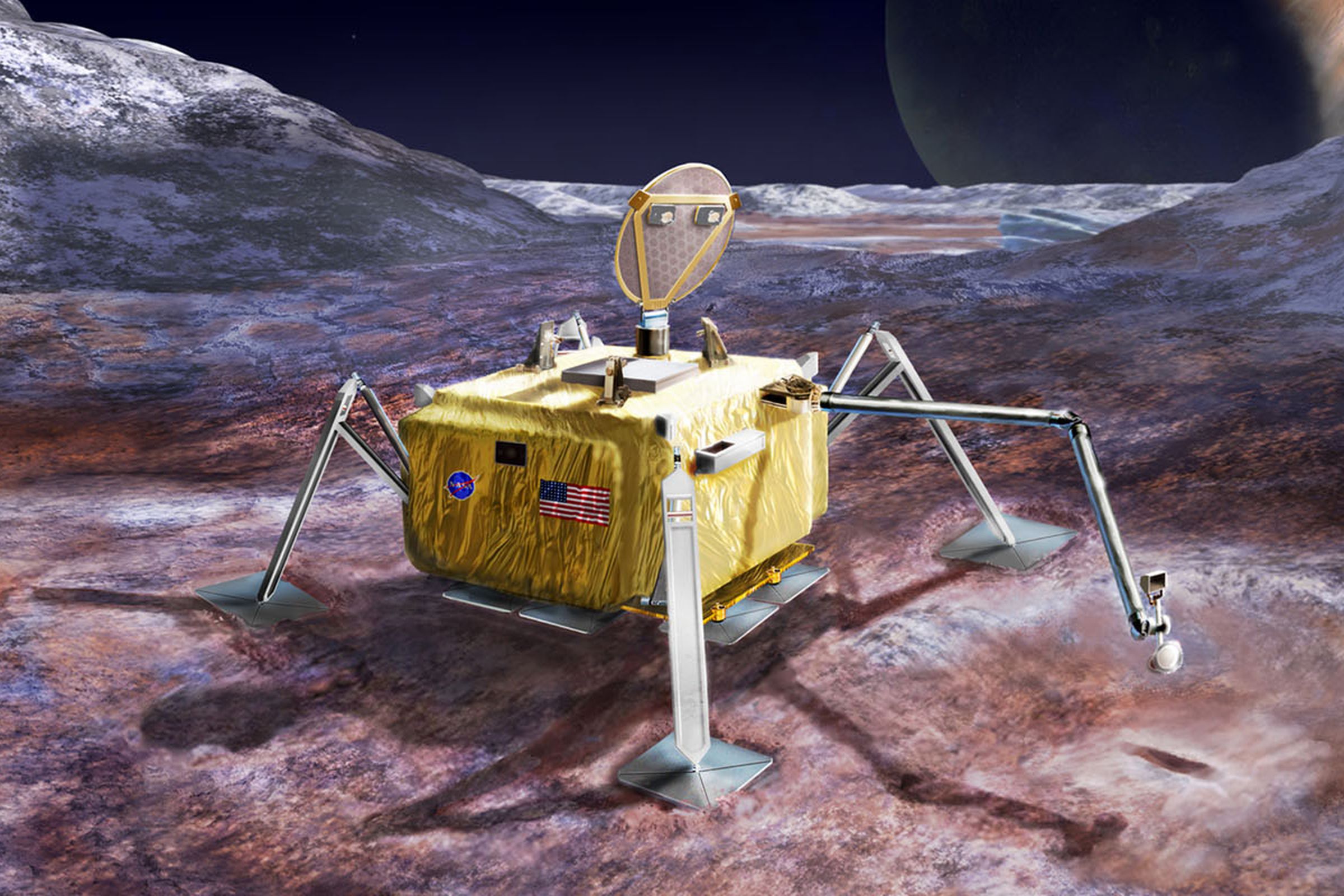 An artist rendering of NASA’s Europa lander concept.