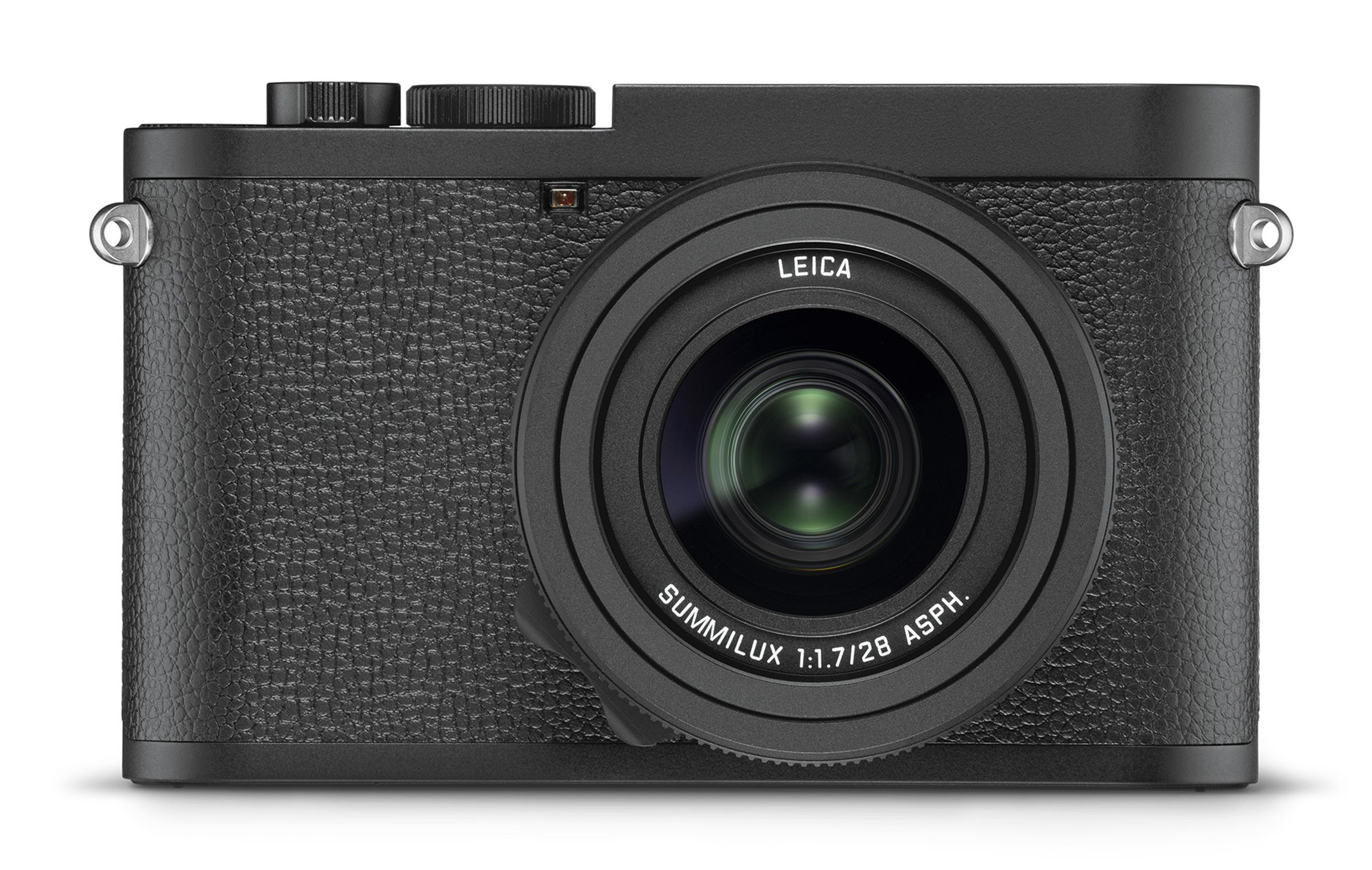 The Q2 Monochrom lacks the signature Leica red badge or any color details on its matte black body.