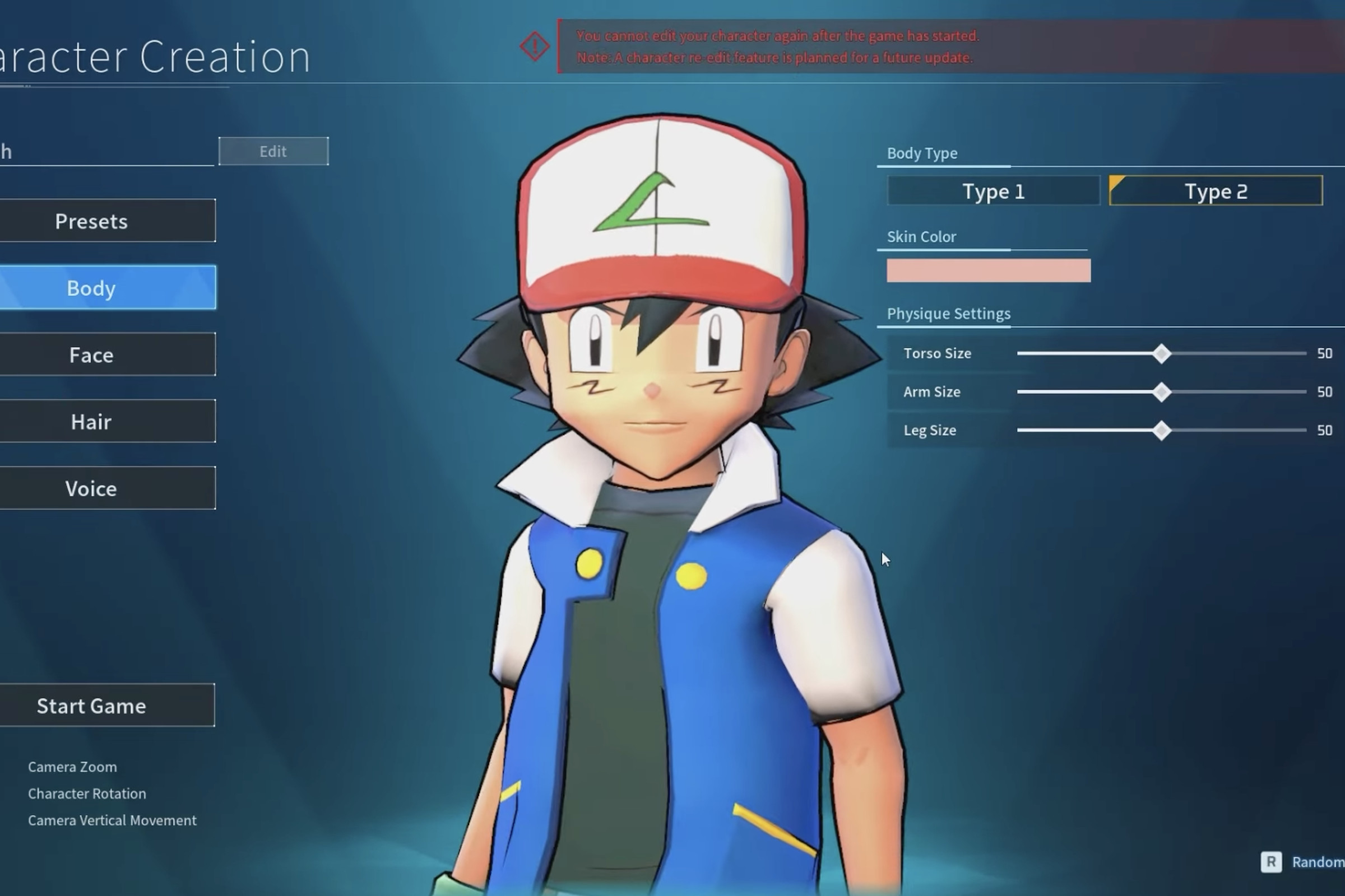 Screenshot from YouTuber ToastedShoes’ video, “I modded ACTUAL Pokemon into Palworld,” featuring Pokémon character Ash Ketchum in Palworld’s character creator.