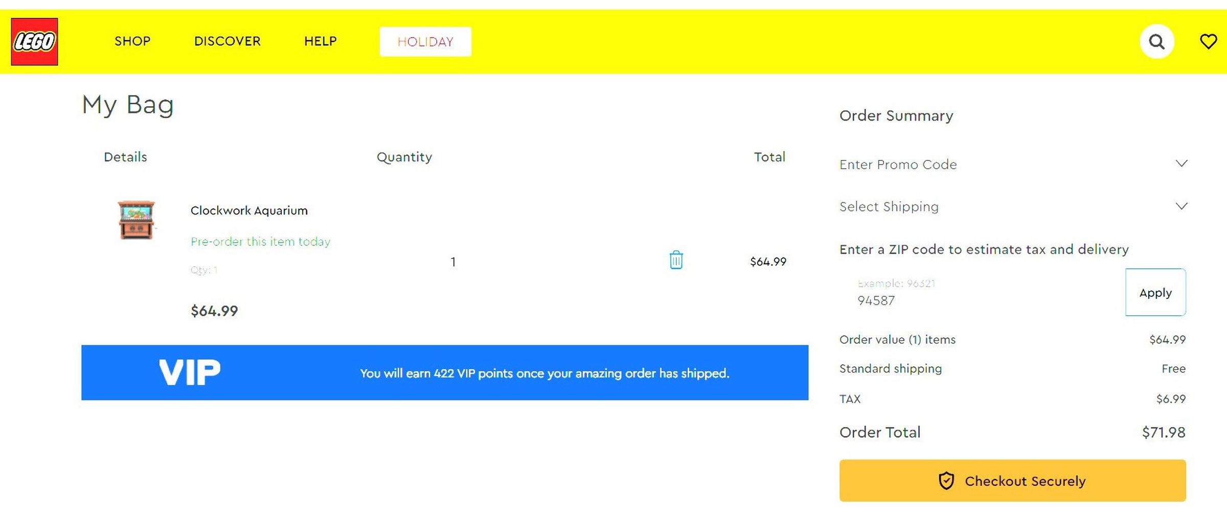 Orders are fulfilled by Lego’s own storefront, as you can see from my preorder.