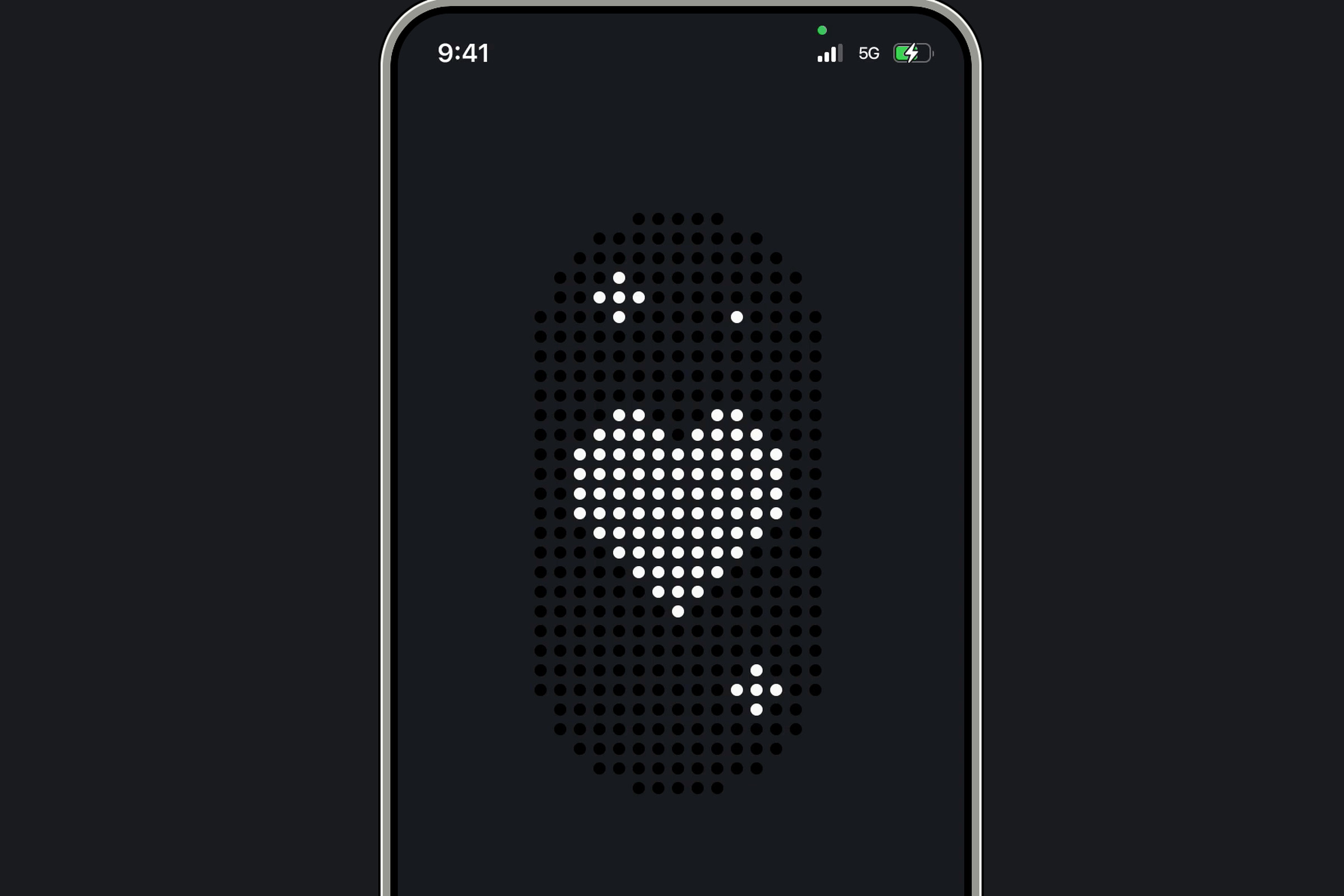 An illustration showing an app with a black background showing hearts on a black display that mimics the matrix display used on VanMoof e-bikes.