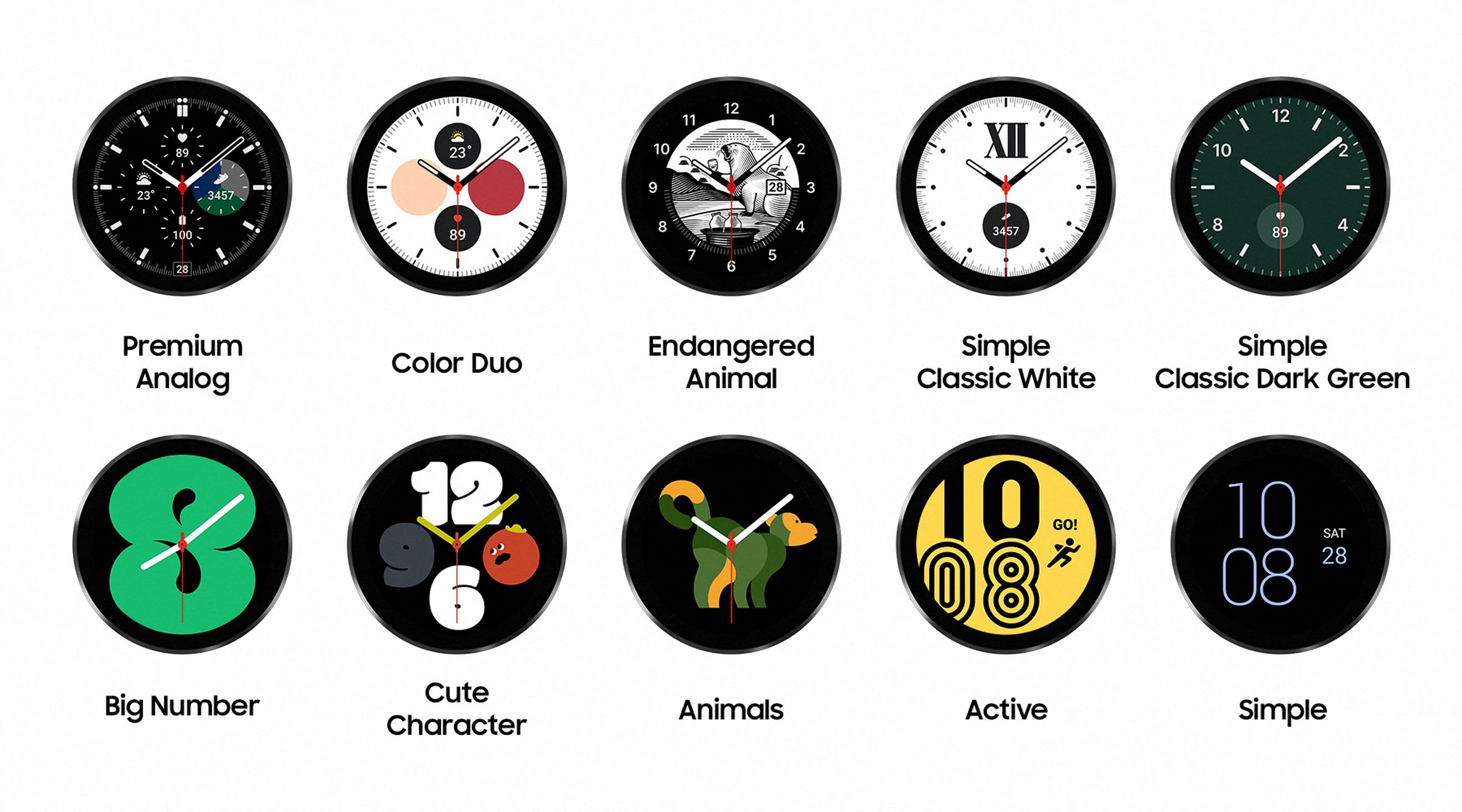 A showcase of the 10 new watch faces
