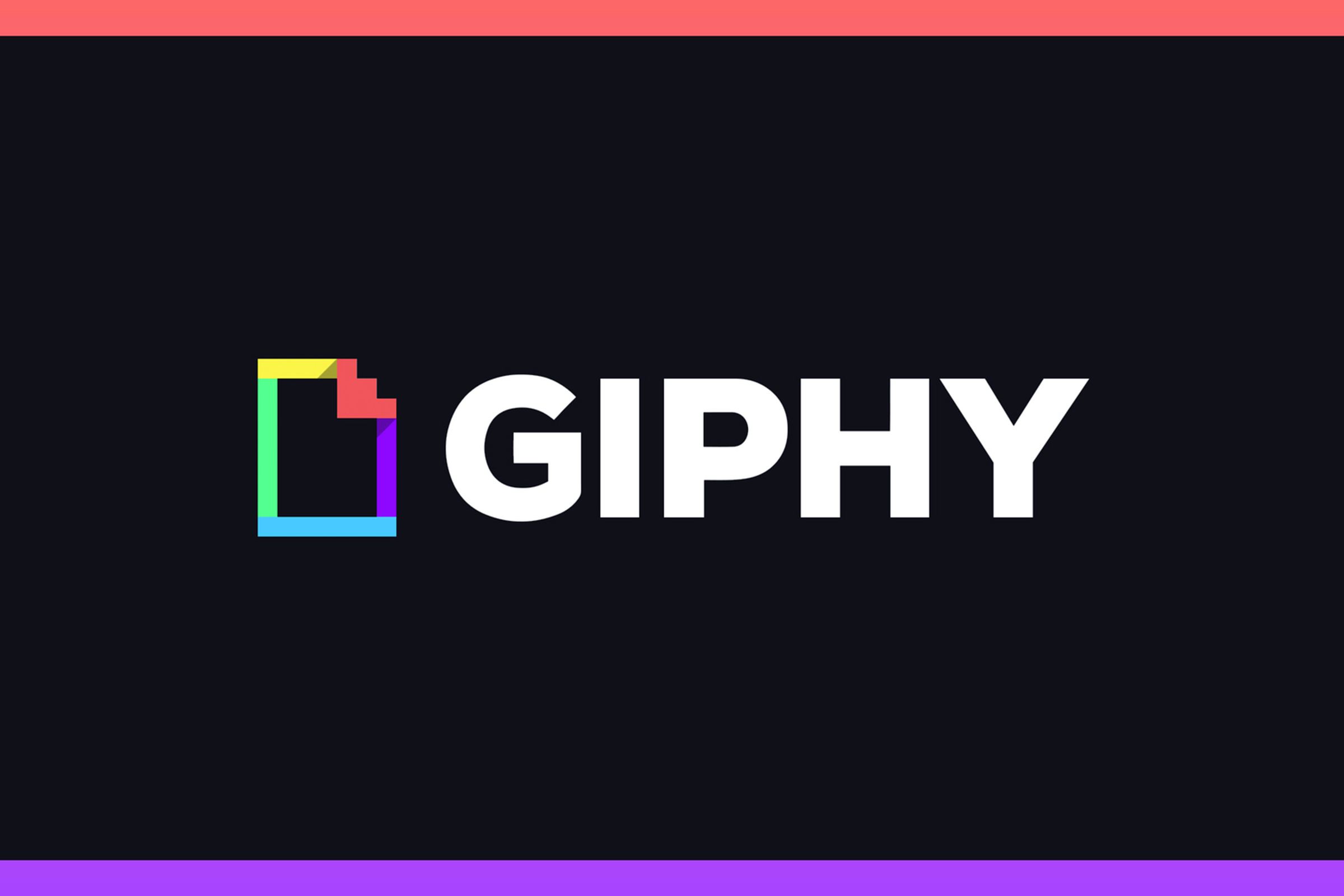 Giphy logo on black background. 