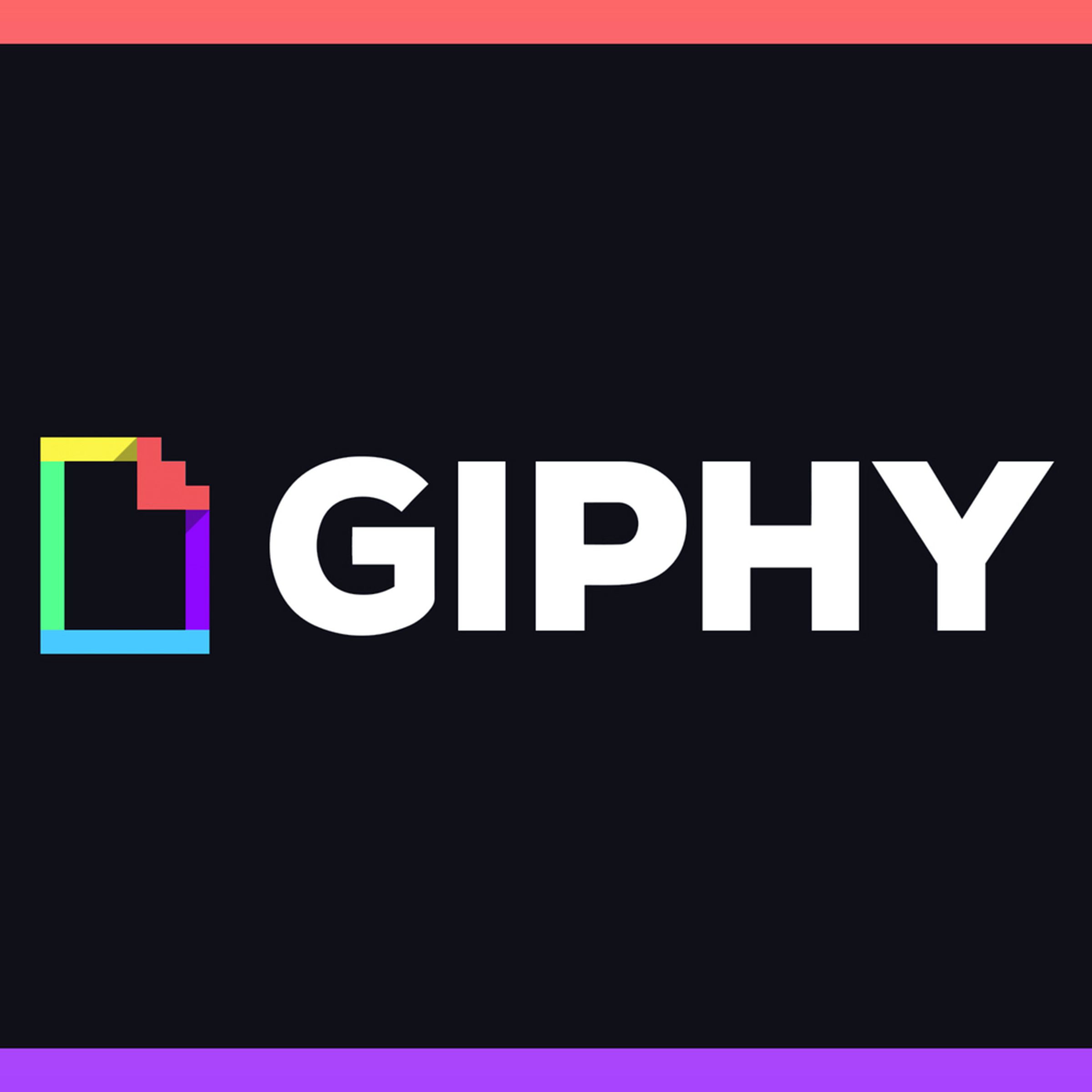 Giphy logo on black background. 