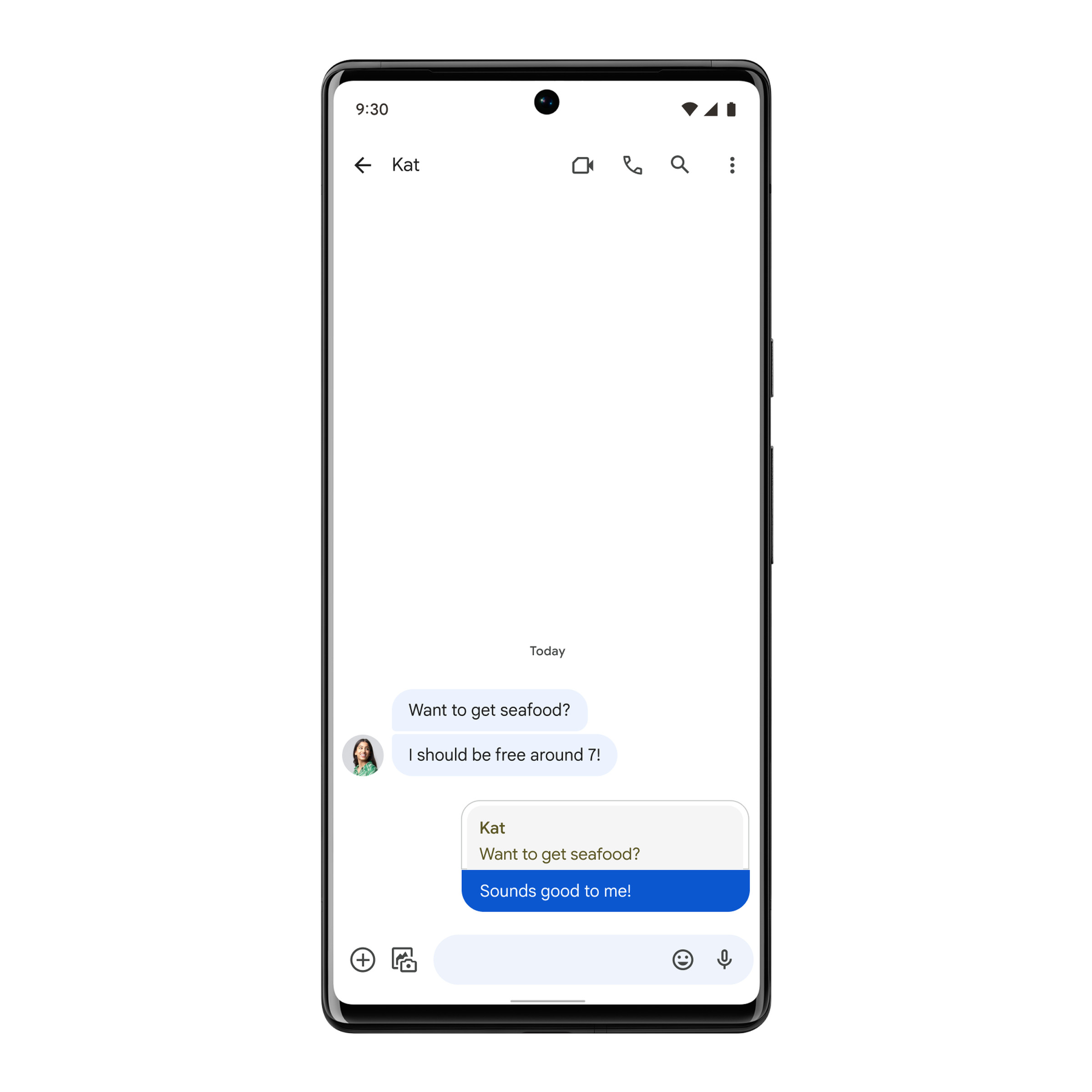 A screenshot of the Messages app showing an in-line reply