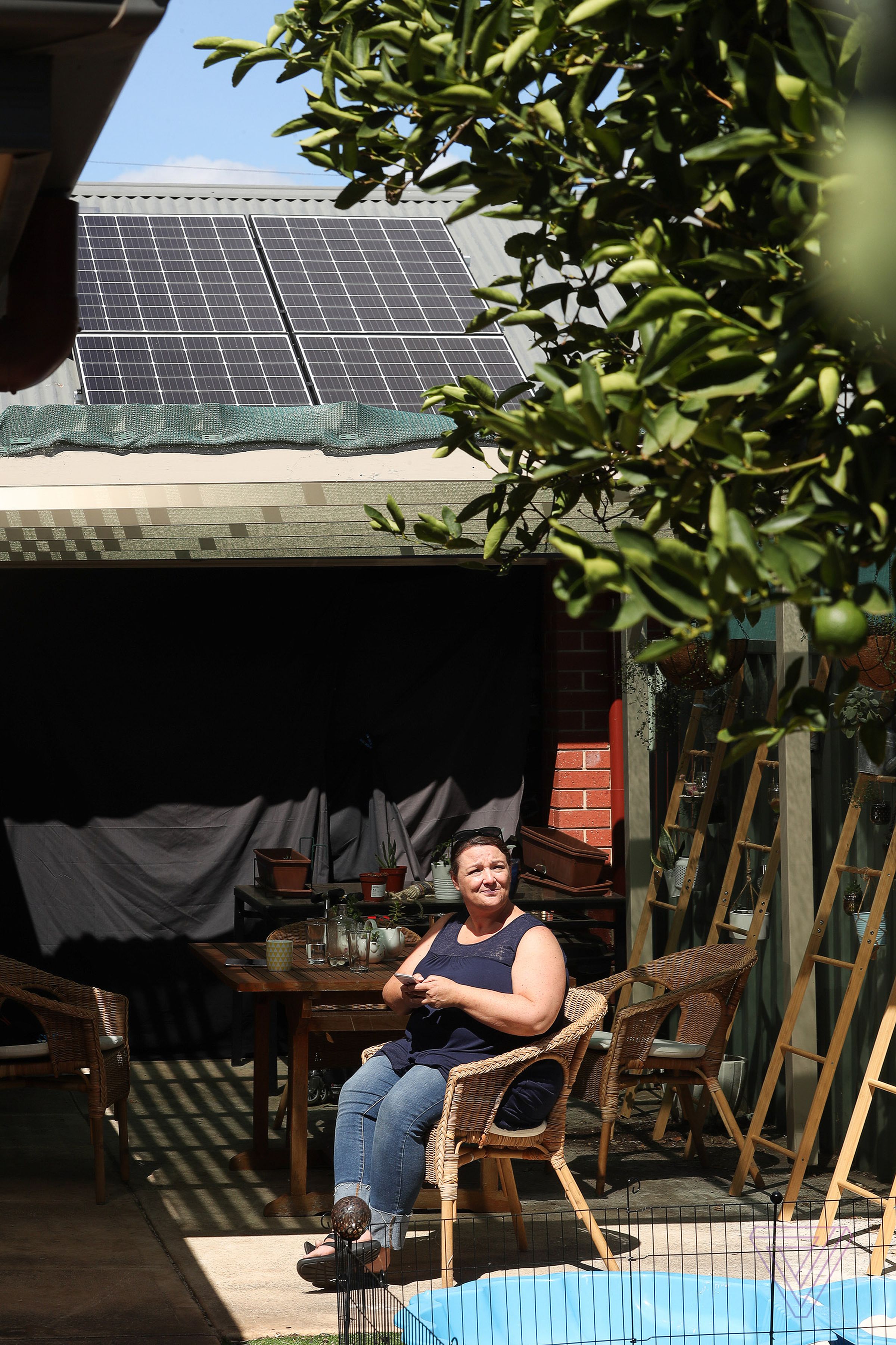 Victoria Townsend has a Tesla battery and solar panels at their home in Dover Gardens, Adelaide, South Australia.