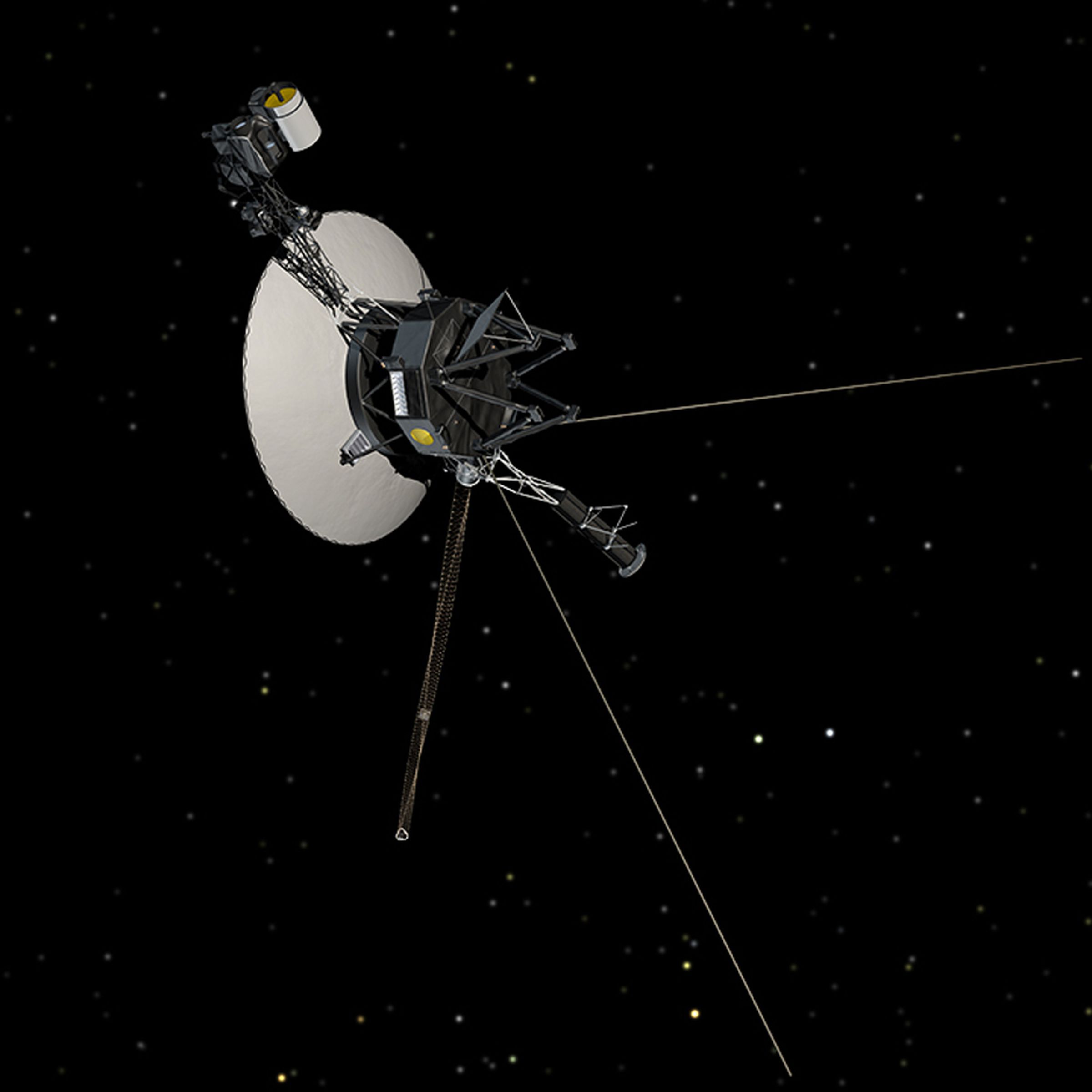 A render of Voyager 1 in space.