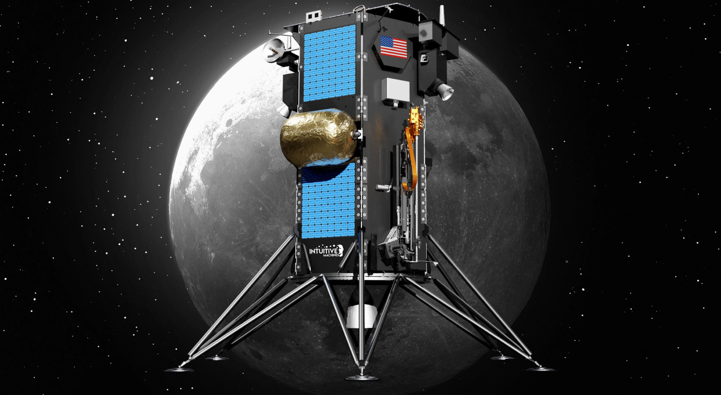 Intuitive Machines’ Nova-C lunar lander, which will carry NASA’s Polar Resources Ice Mining Experiment (PRIME-1) drill to the Moon for NASA in 2022.