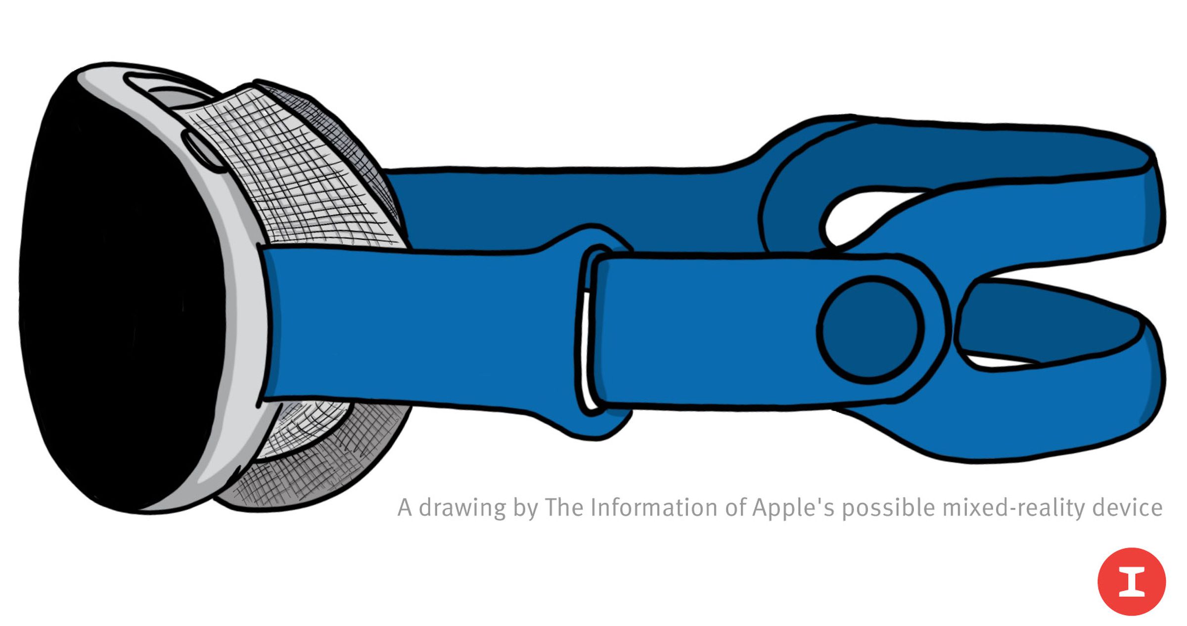 A drawing The Information made of Apple’s headset based on what it’s heard.
