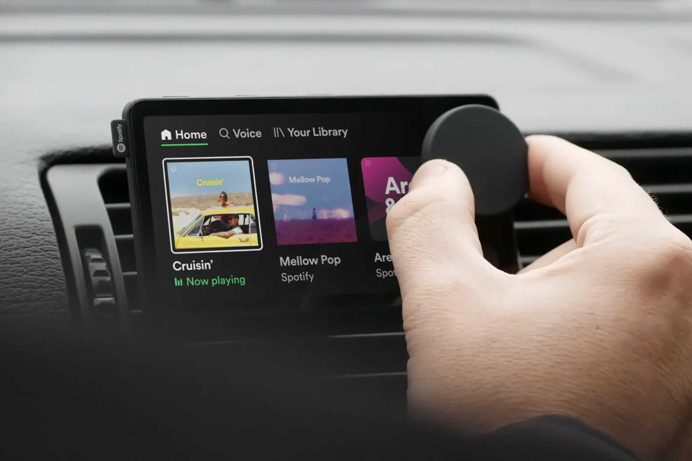 A marketing image of Spotify’s Car Thing device.