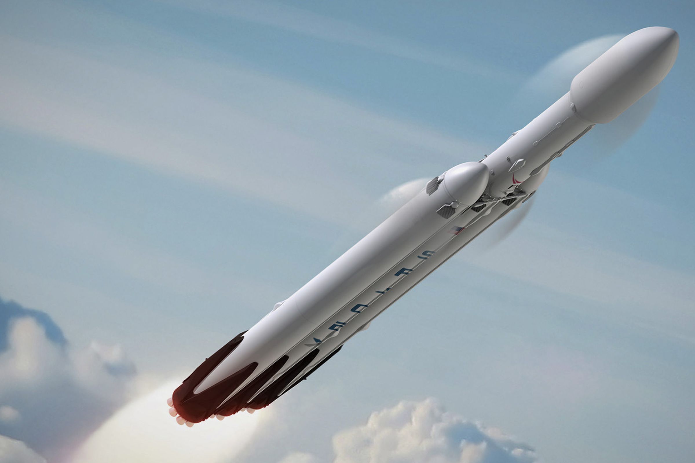 An artistic rendering of the Falcon Heavy