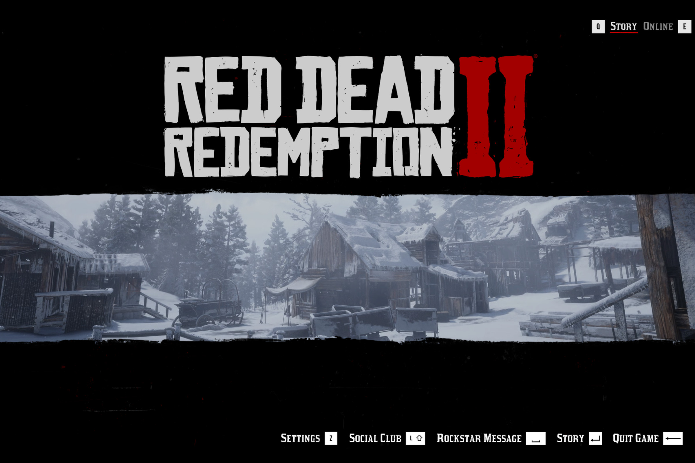 Screenshot of the Red Dead Redemption 2 home screen.