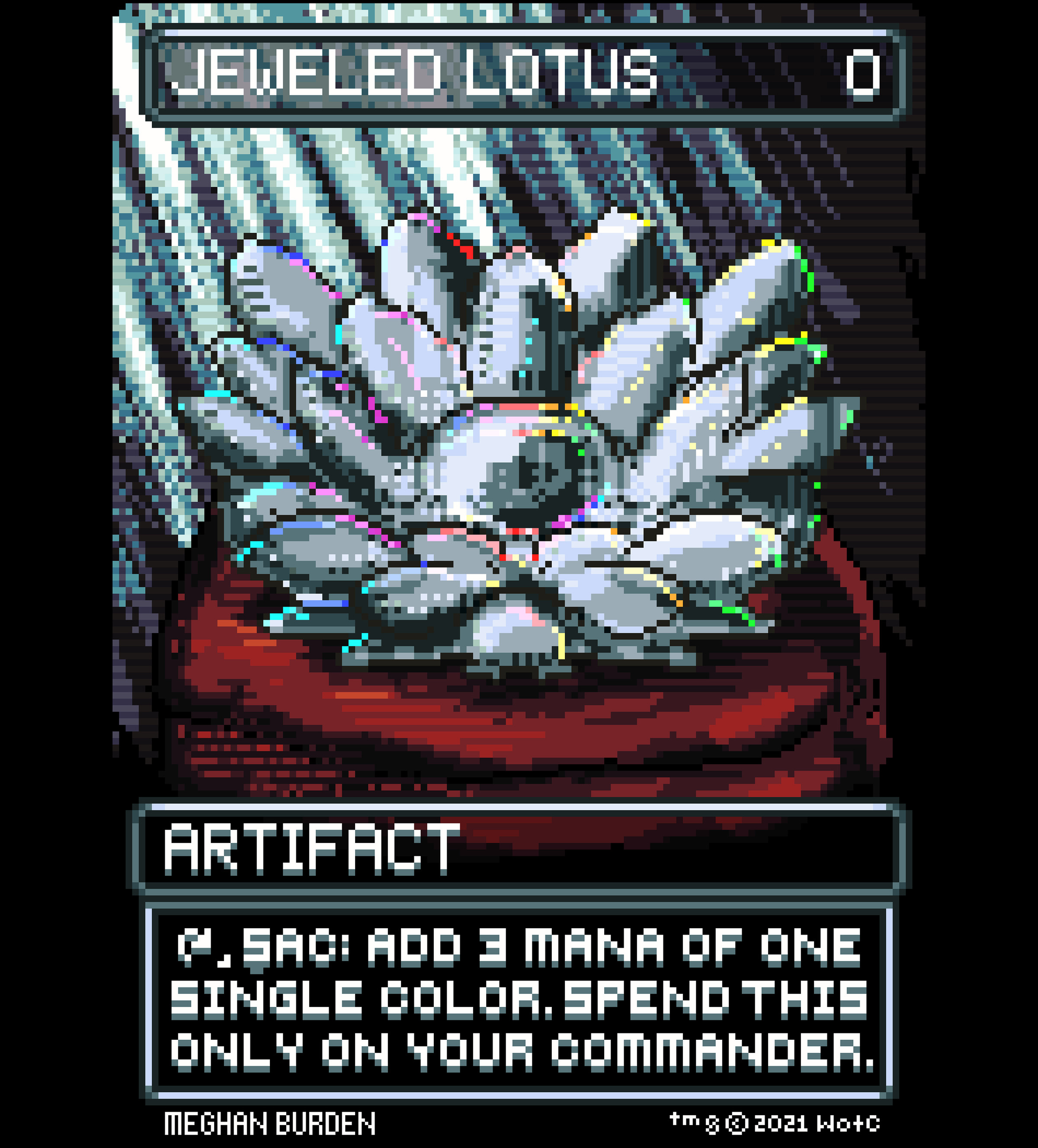 Meghan Burden’s pixel proxy card for Magic The Gathering card Jeweled Lotus