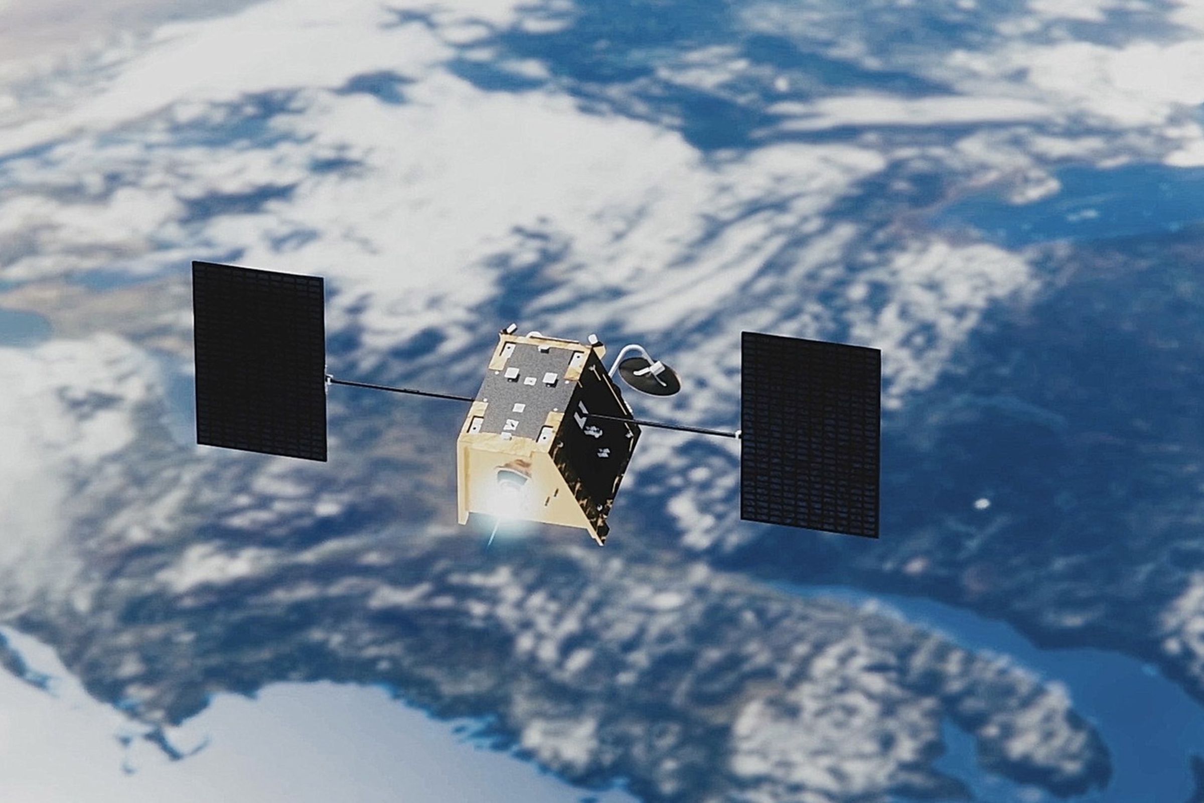 An artistic rendering of what one of OneWeb’s satellites might look like in space