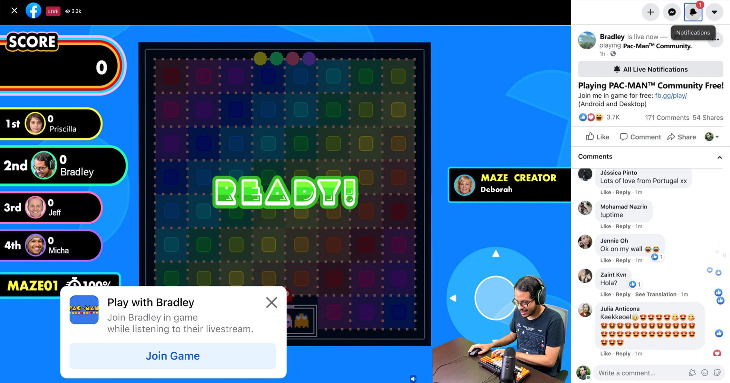 You can join a Pac-Man Community game right from a livestream.