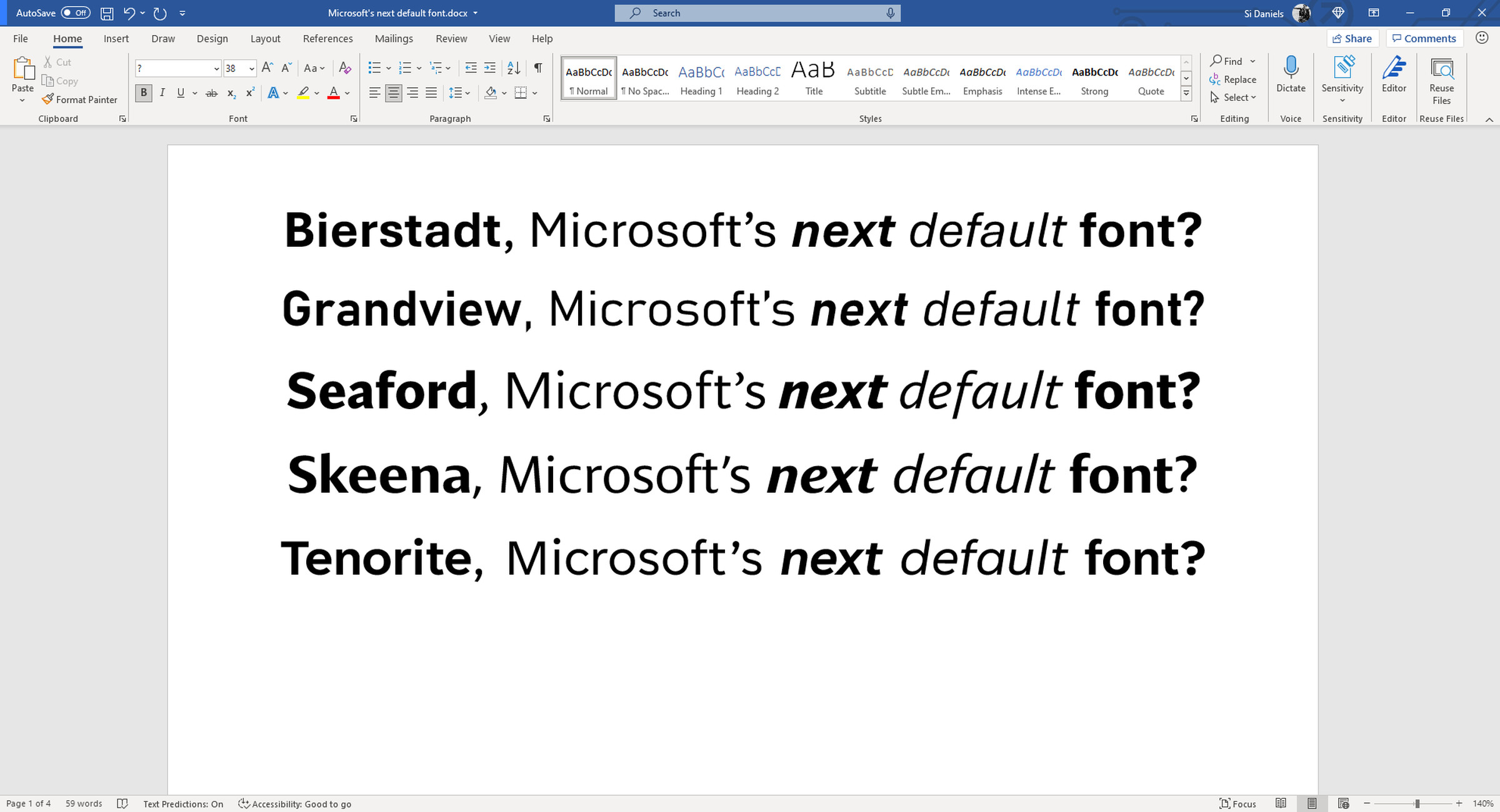 Microsoft’s new Office fonts.