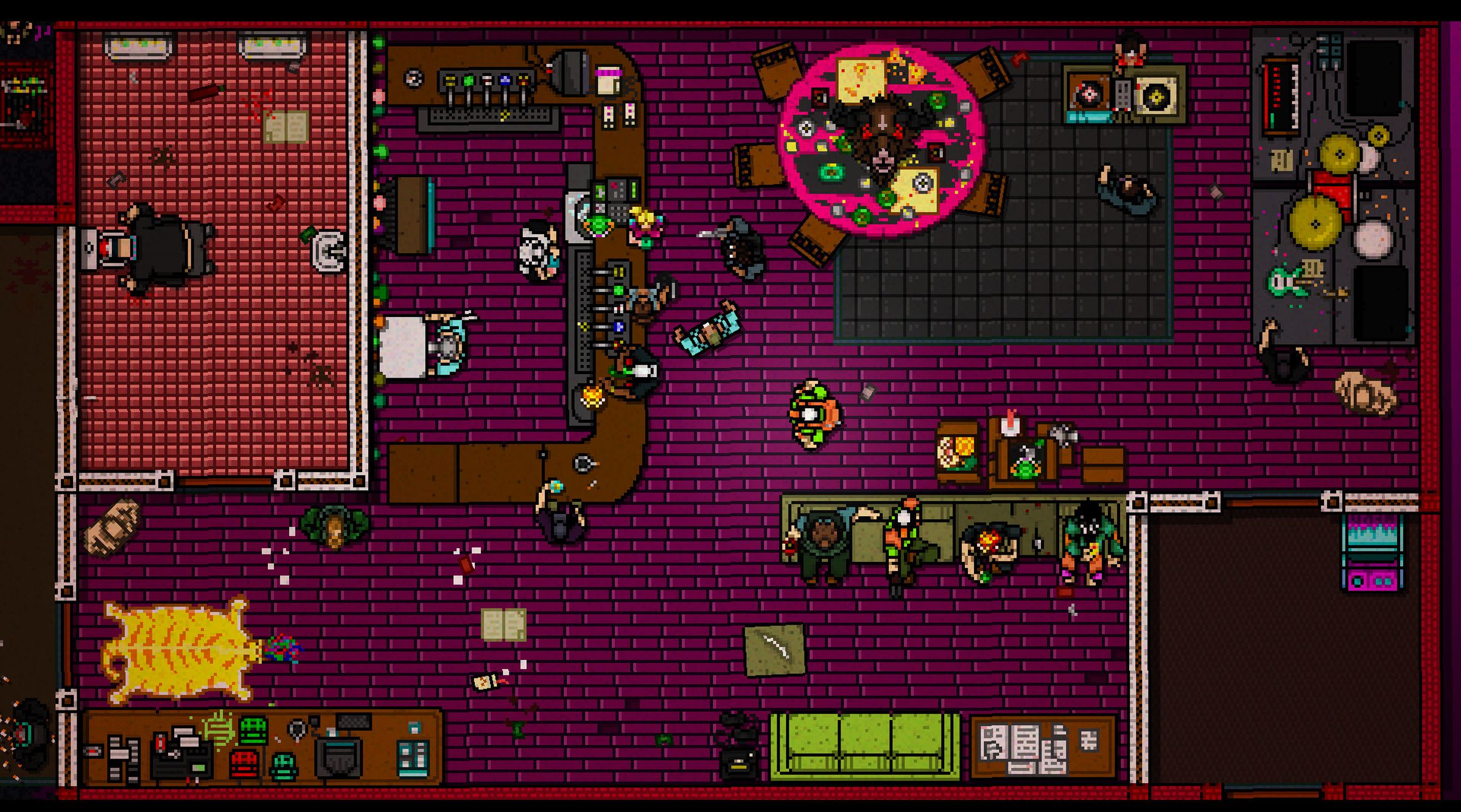 A screenshot from the video game Hotline Miami 2: Wrong Number.