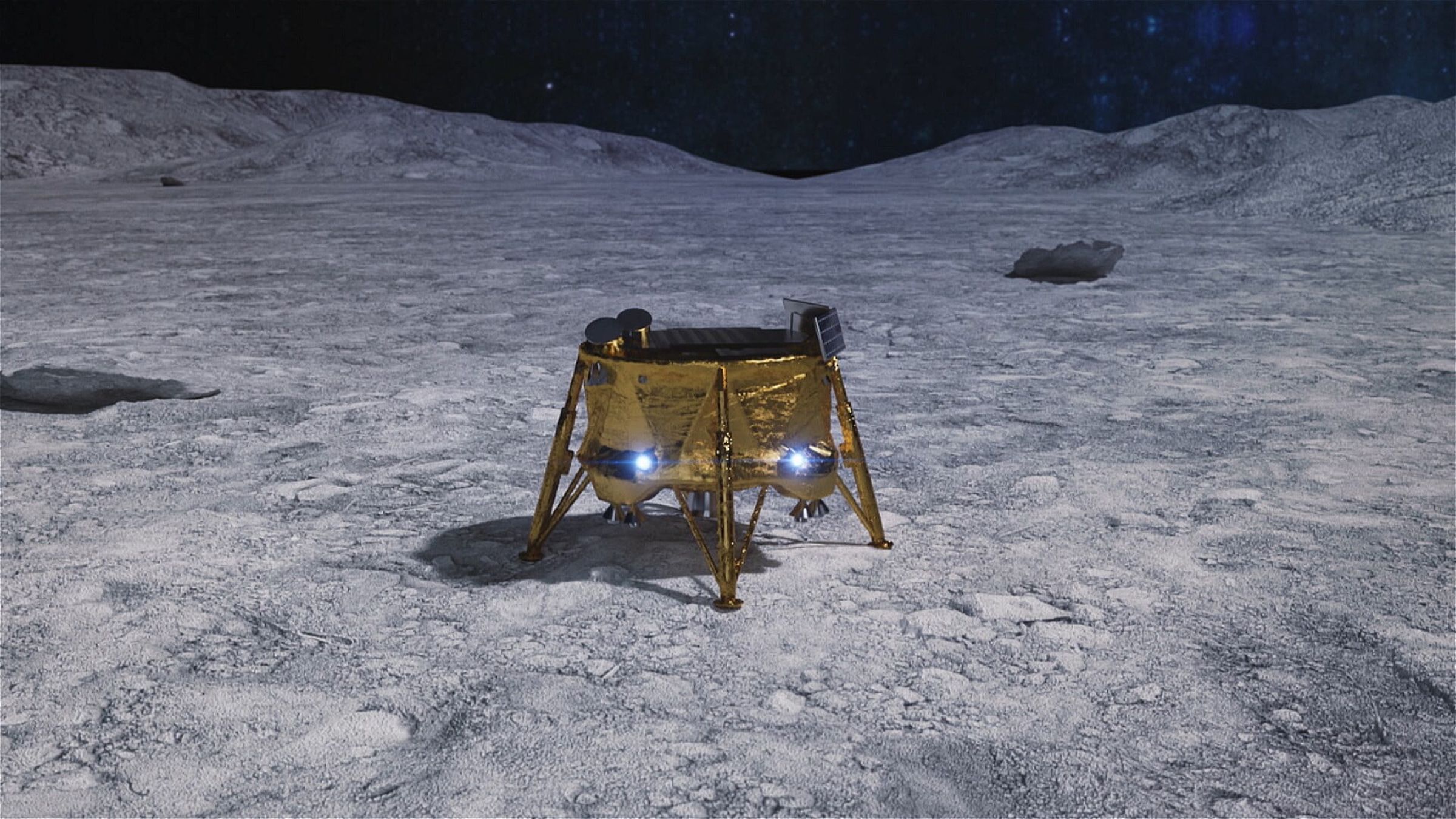 An artistic rendering of SpaceIL’s Beresheet lander if it had landed on the Moon successfully.