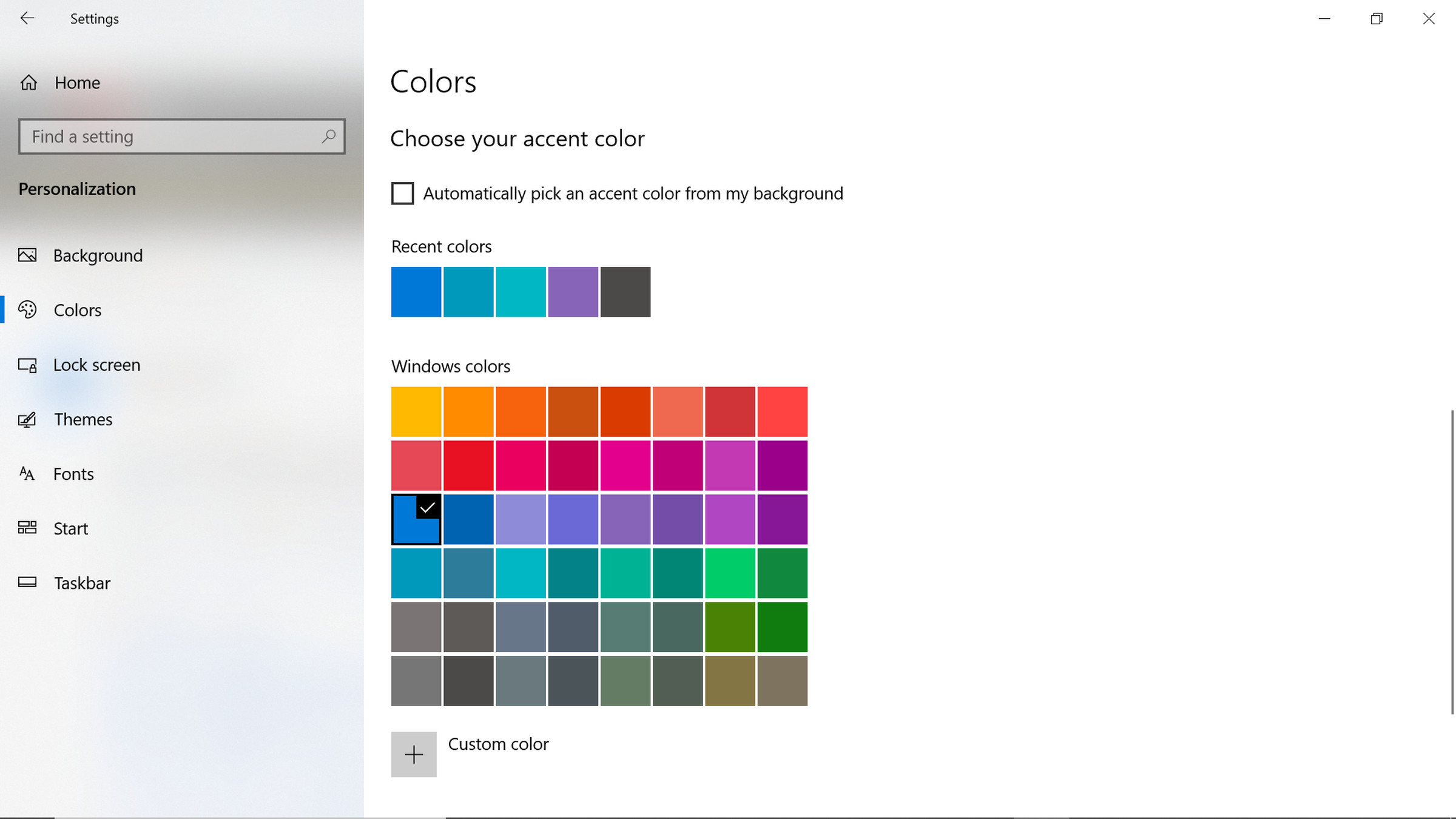 Accent color settings