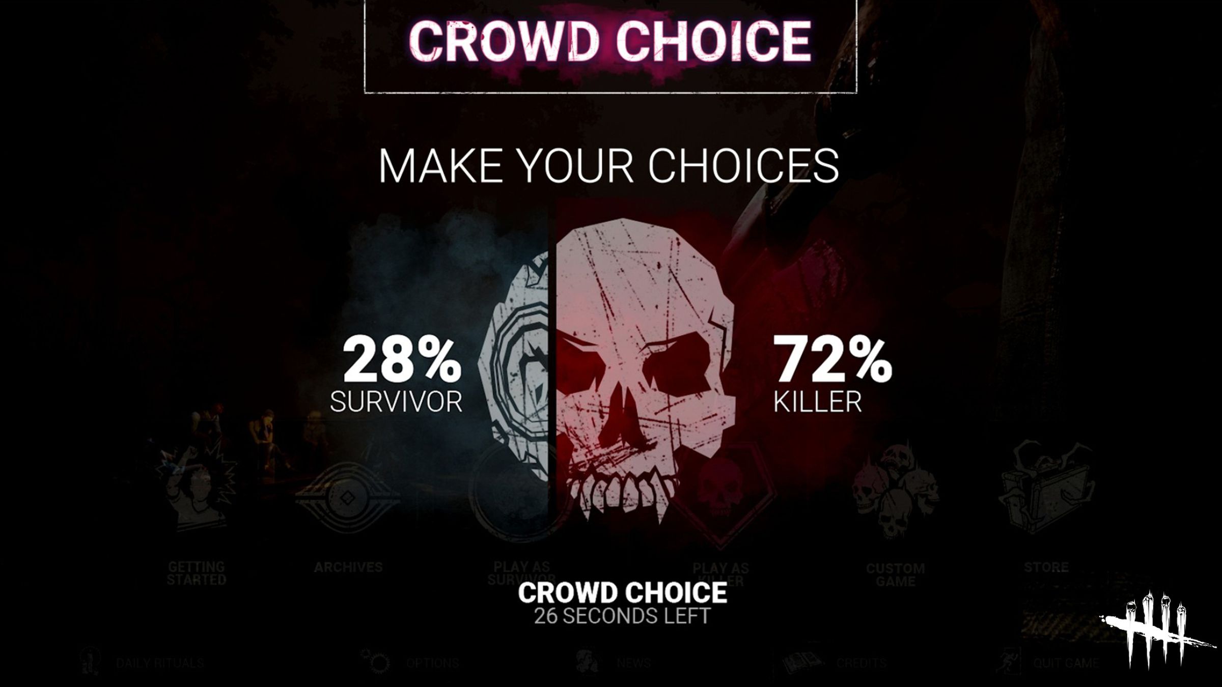Dead by Daylight on Google Stadia with Crowd Choice enabled.