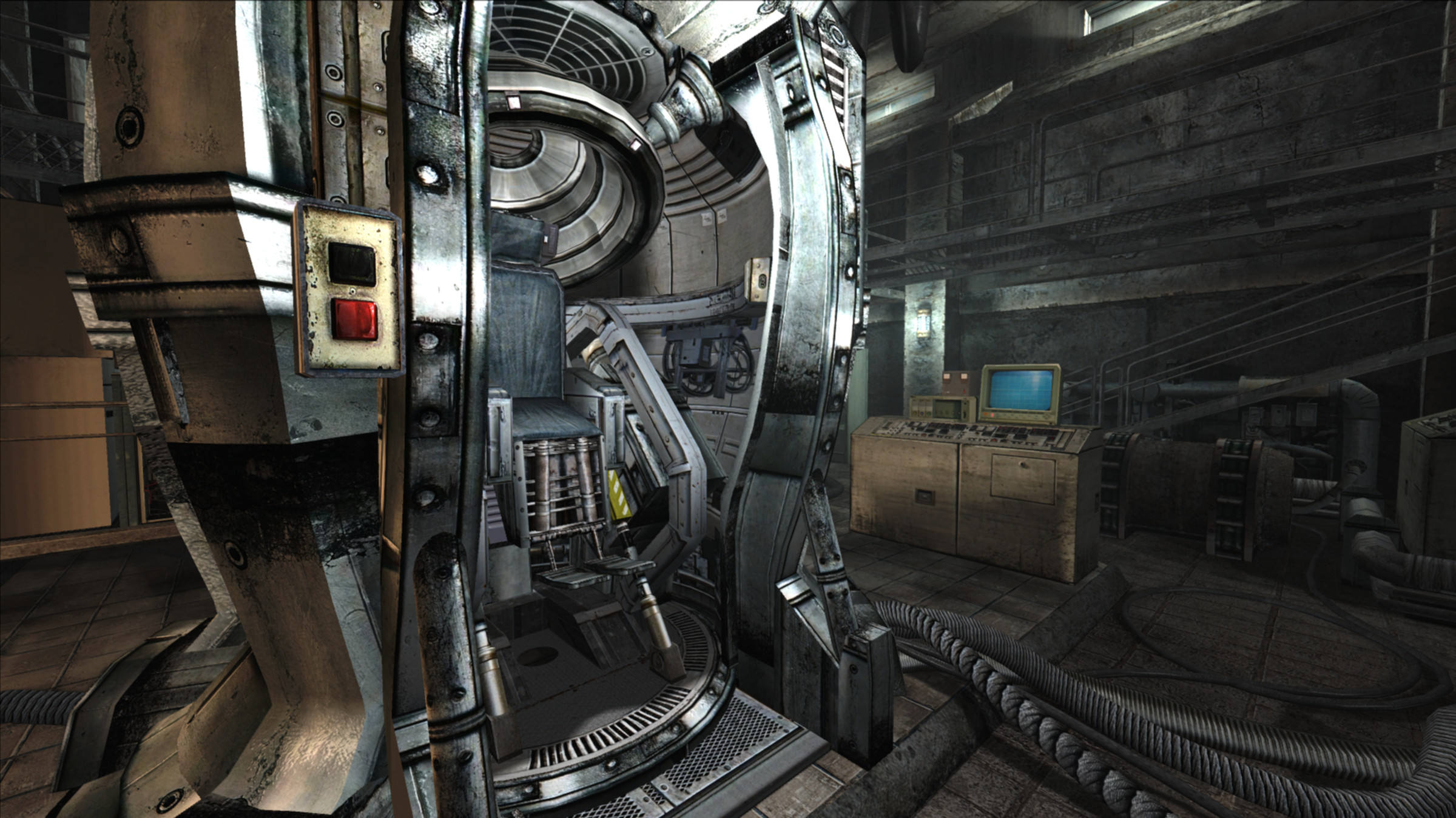 One of Resident Evil 4’s laboratory environments, with upscaled textures applied.