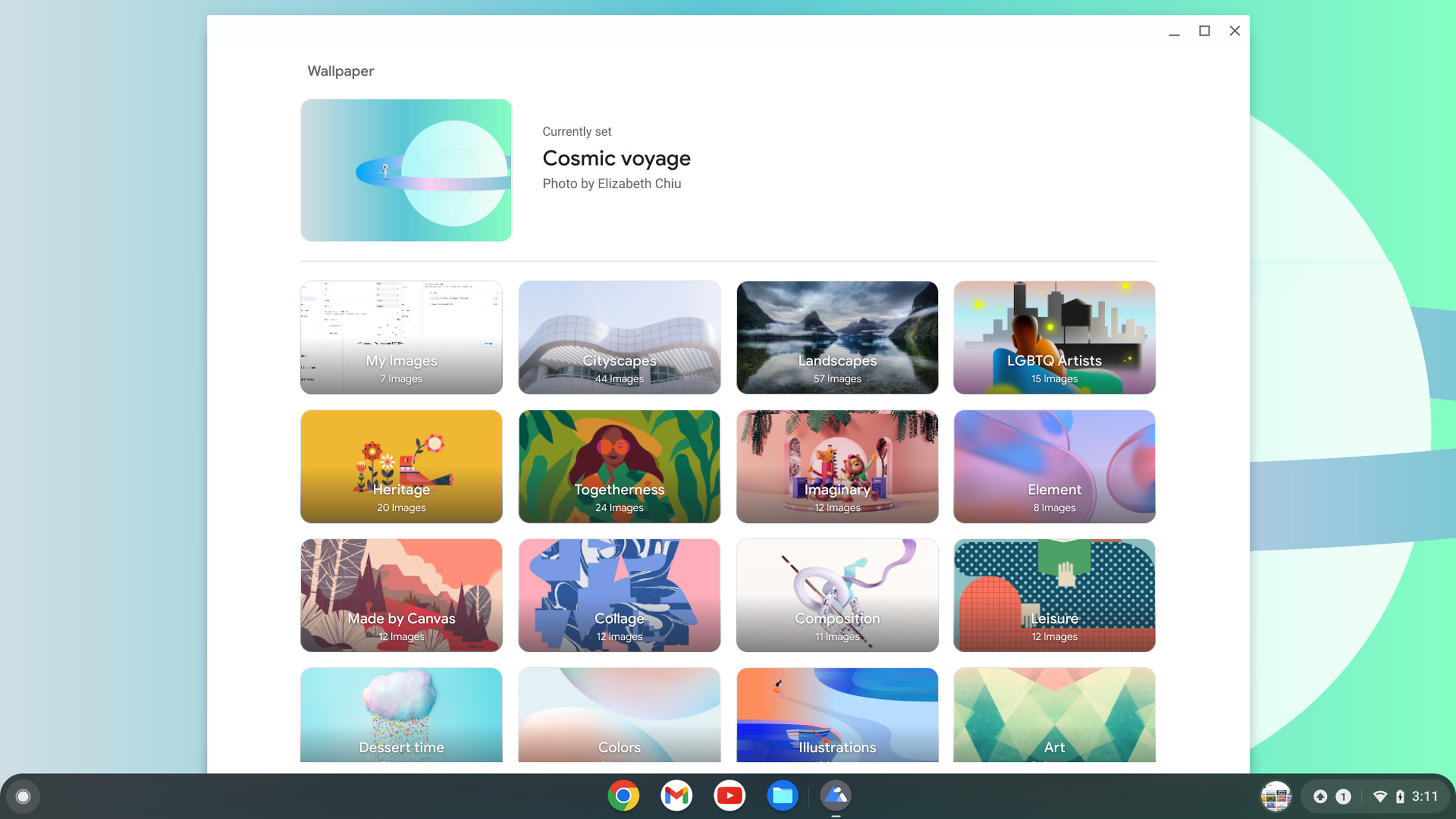 ChromeOS wallpaper selection