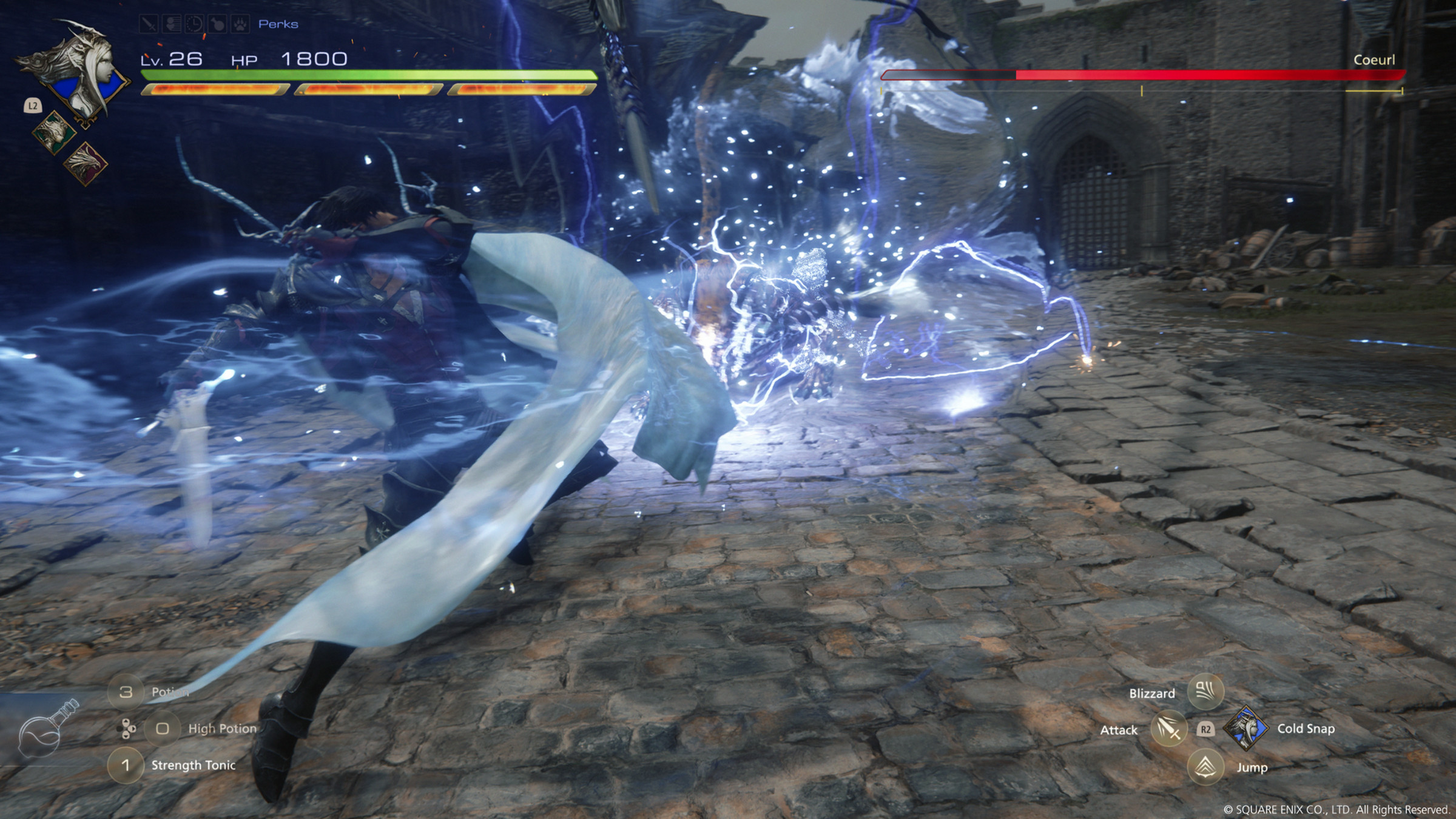 Image of Final Fantasy XVI featuring ice summon Shiva fighting against a Final Fantasy cat monster