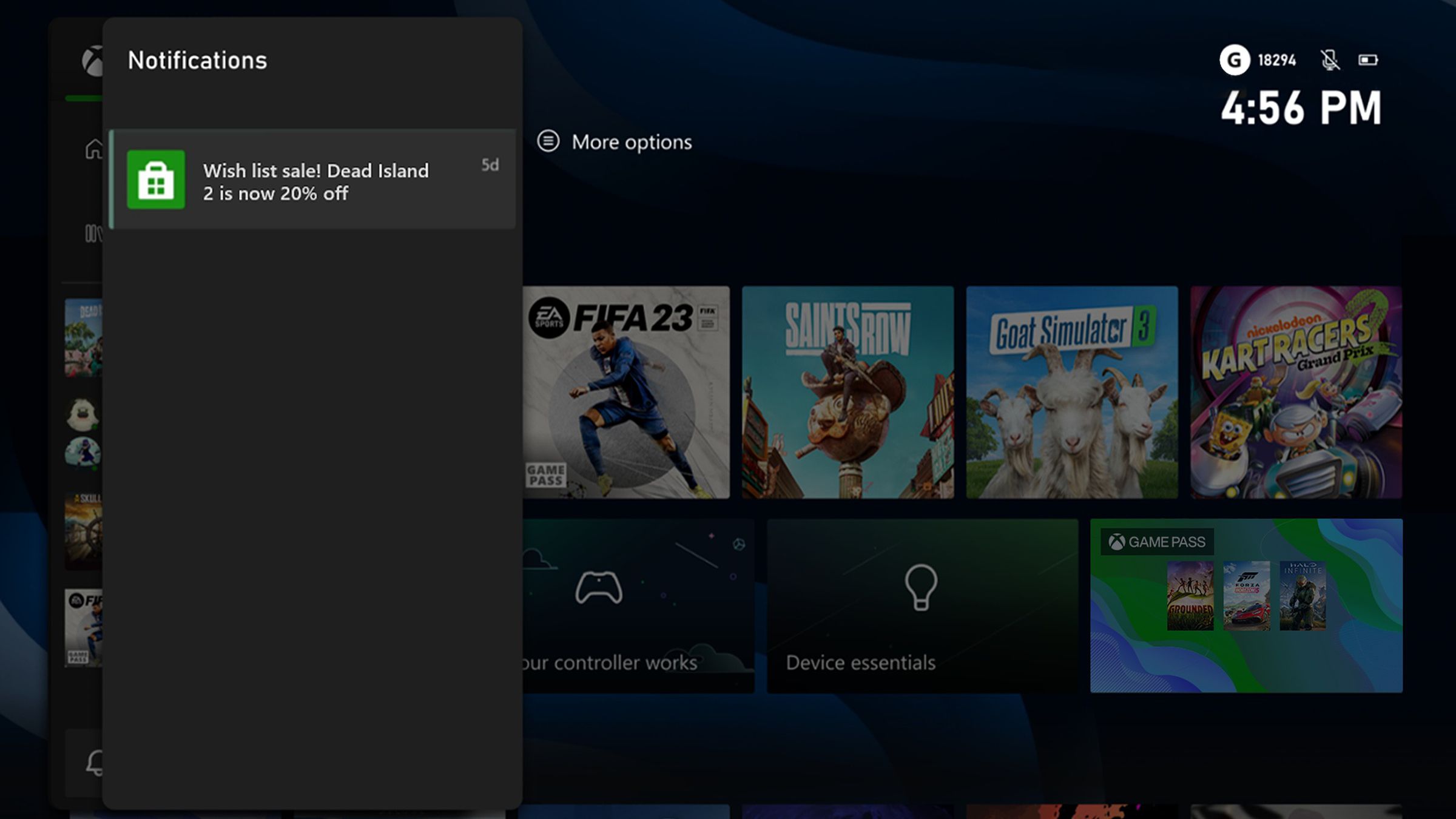 Screenshot of the Xbox's wish list sale notification.