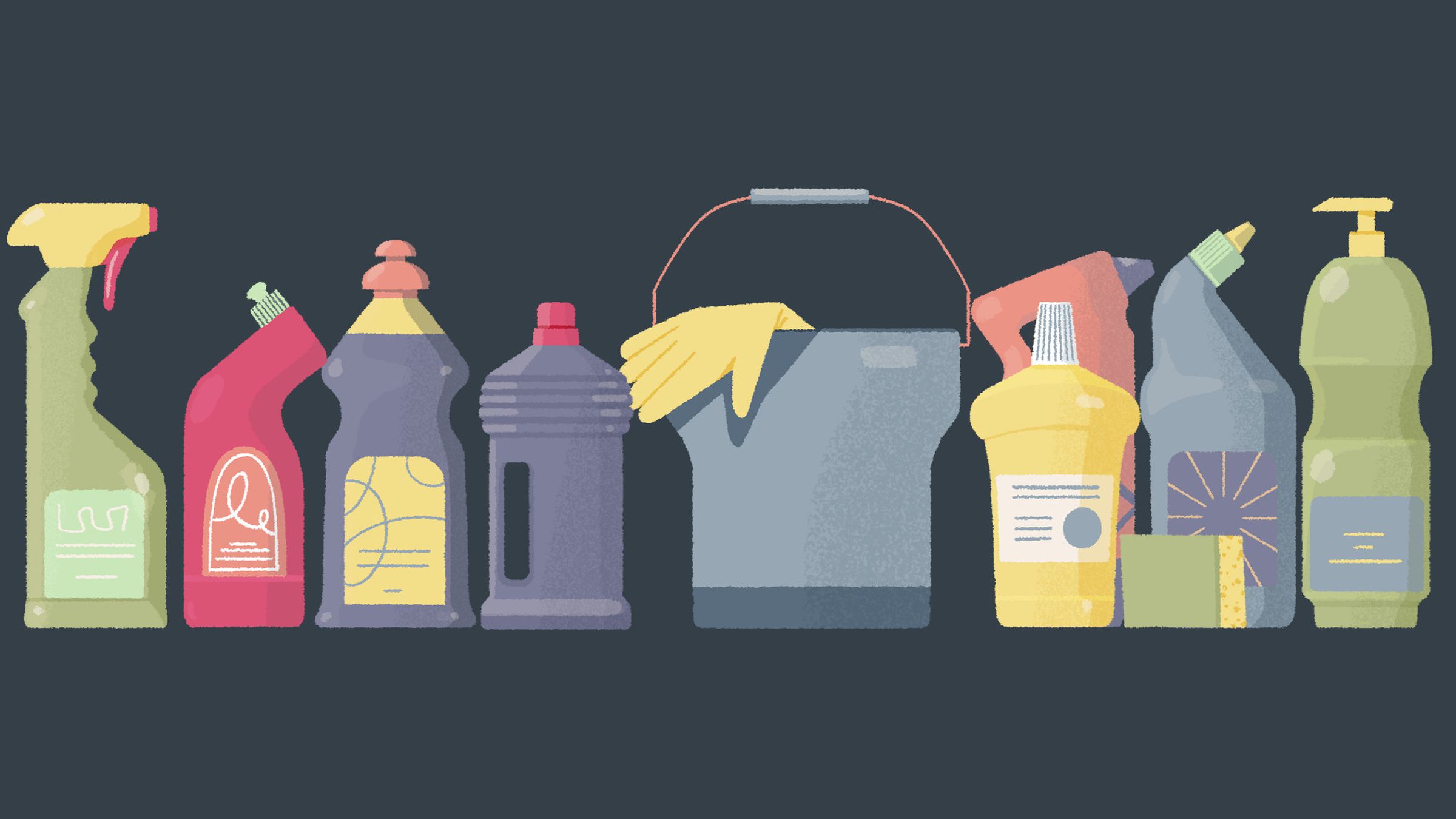 Captura de tela de A Little to the Left apresentando uma variedade de produtos de limpeza domésticos que o jogador deve colocar na ordem correta