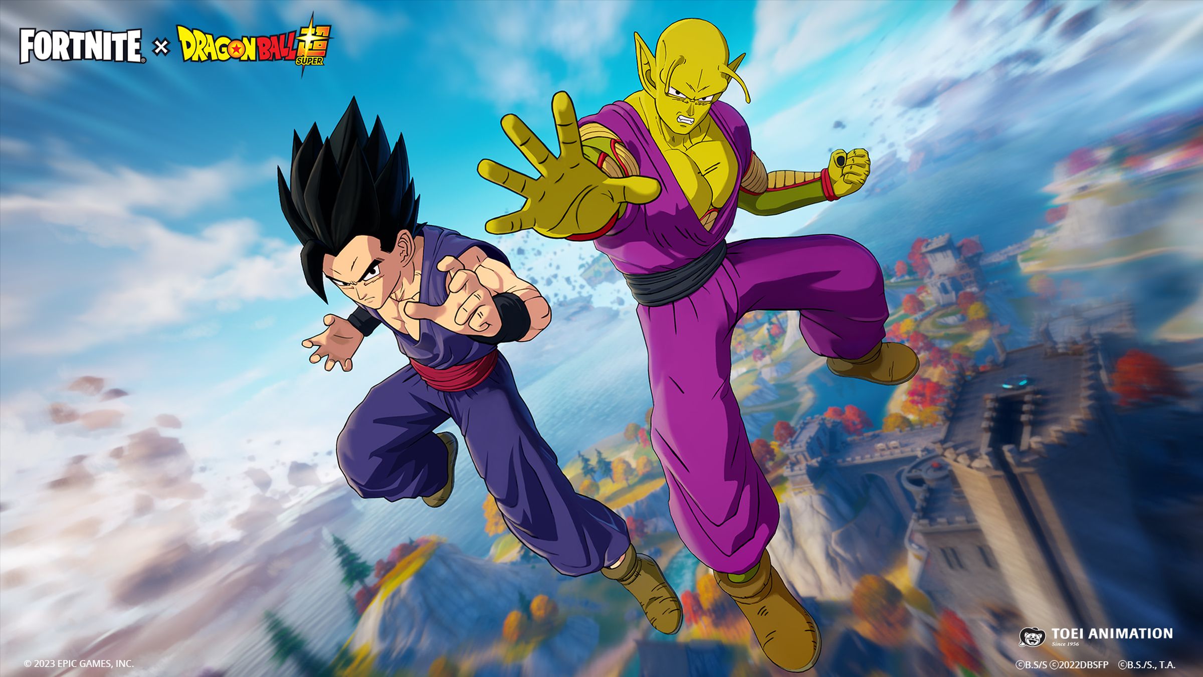 Fortnite promotional art of Gohan and Piccolo.