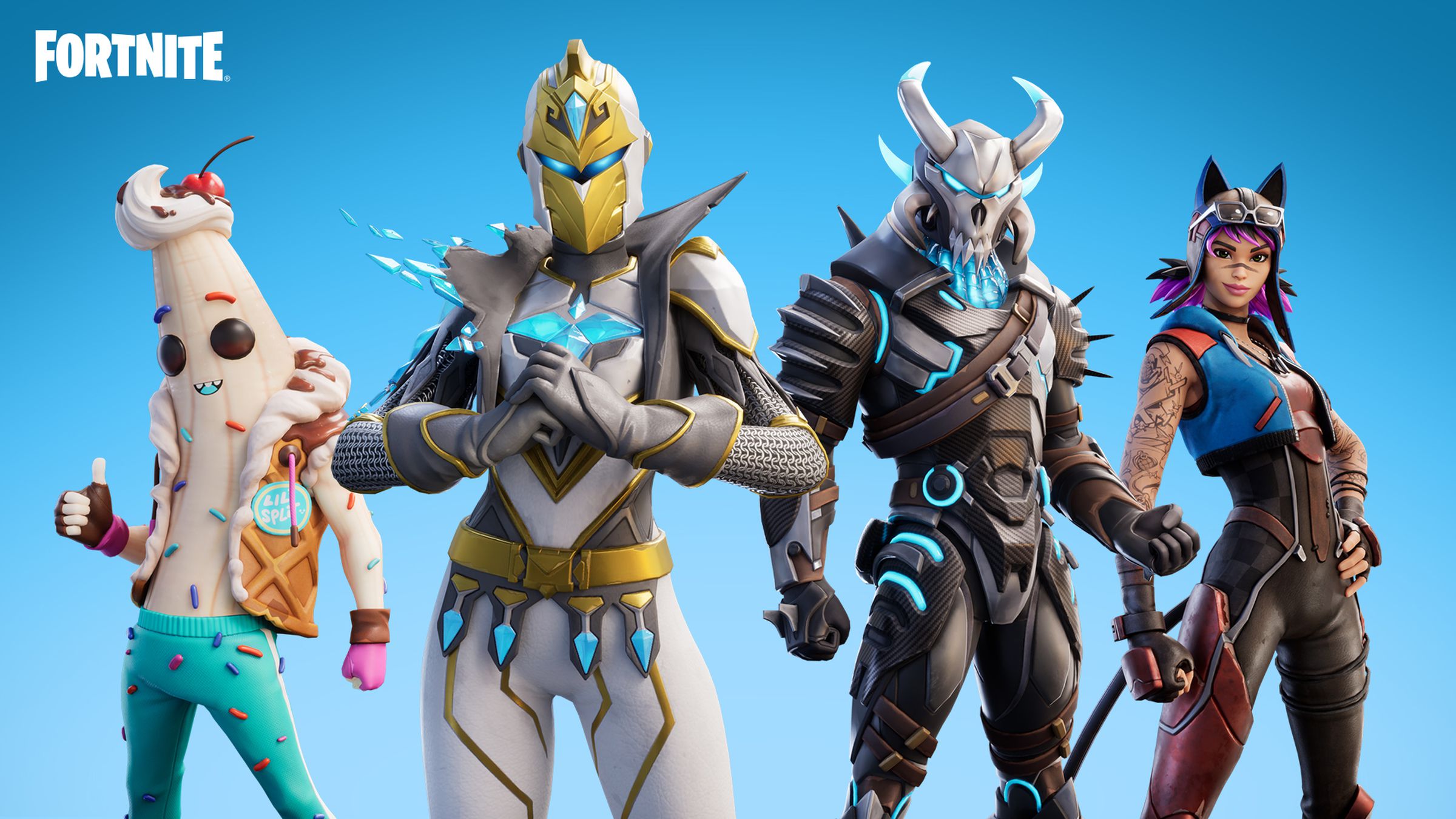 Art featuring four Fortnite characters.