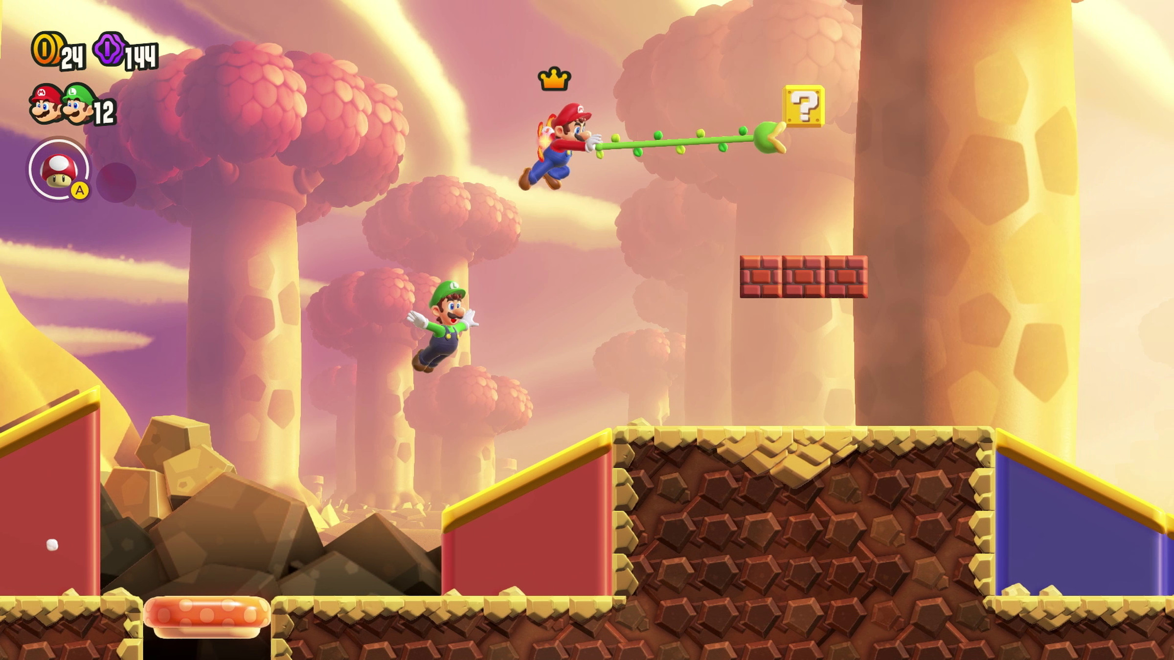 A screenshot from Super Mario Bros. Wonder.