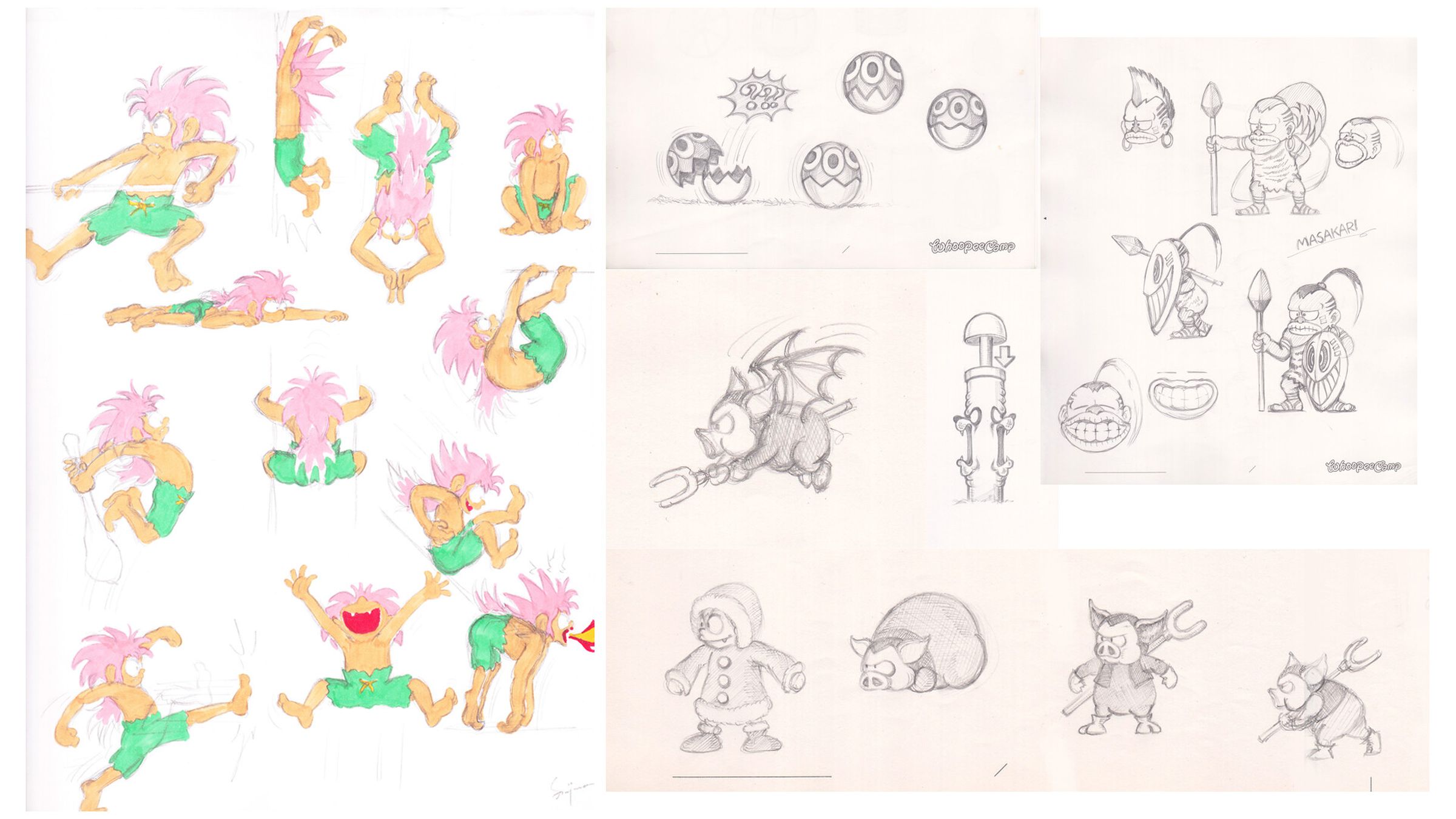 Sketches from the original version of Tomba.