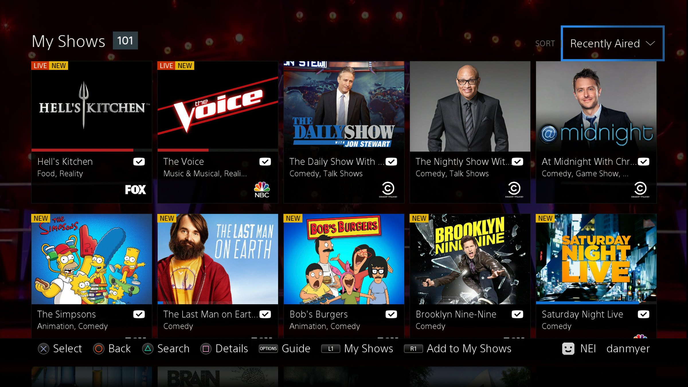PlayStation Vue My Shows