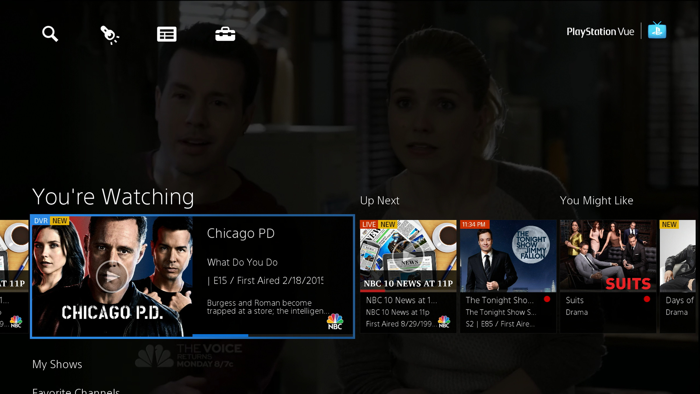 PlayStation Vue interface