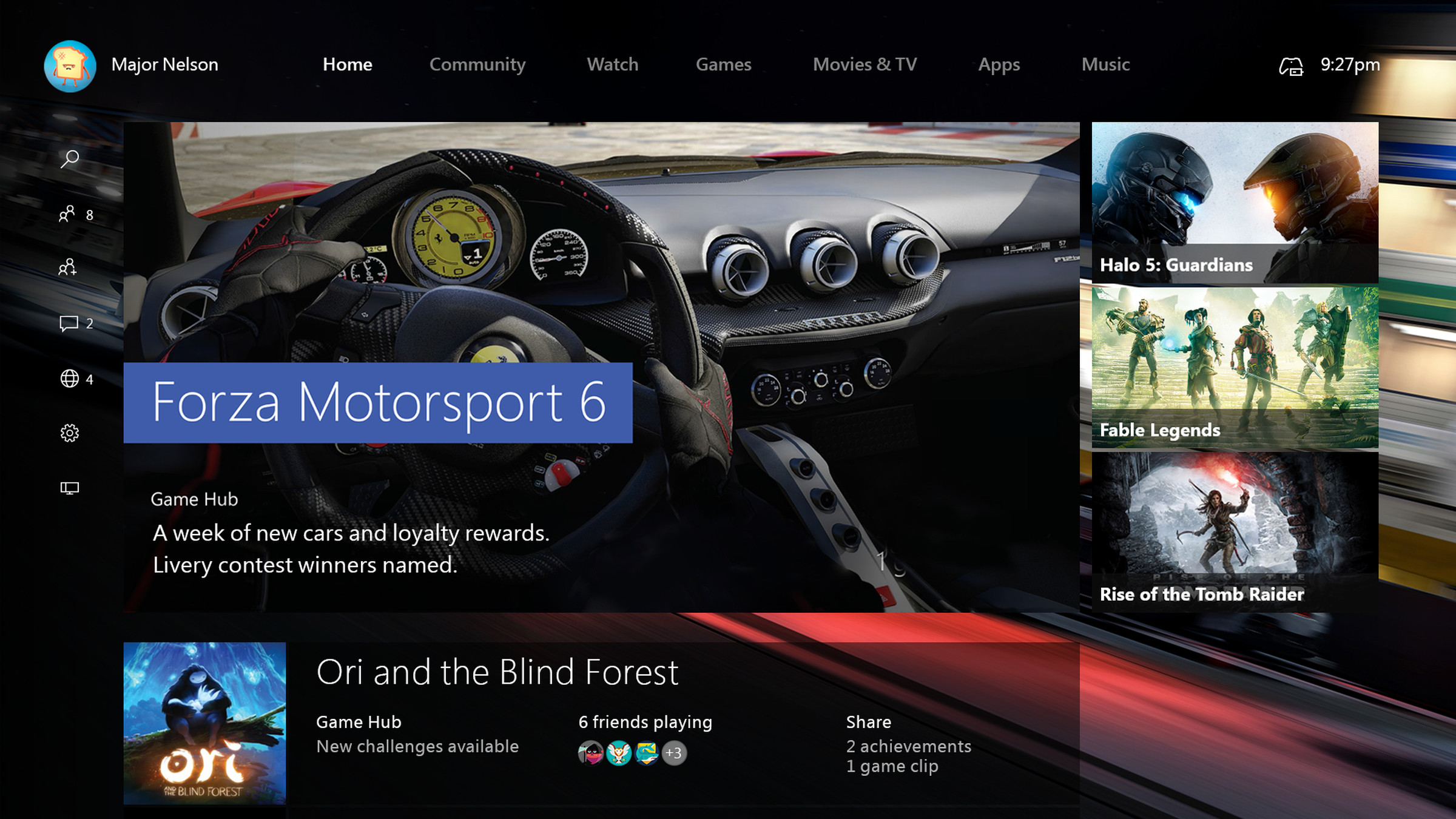 Xbox One dashboard Windows 10