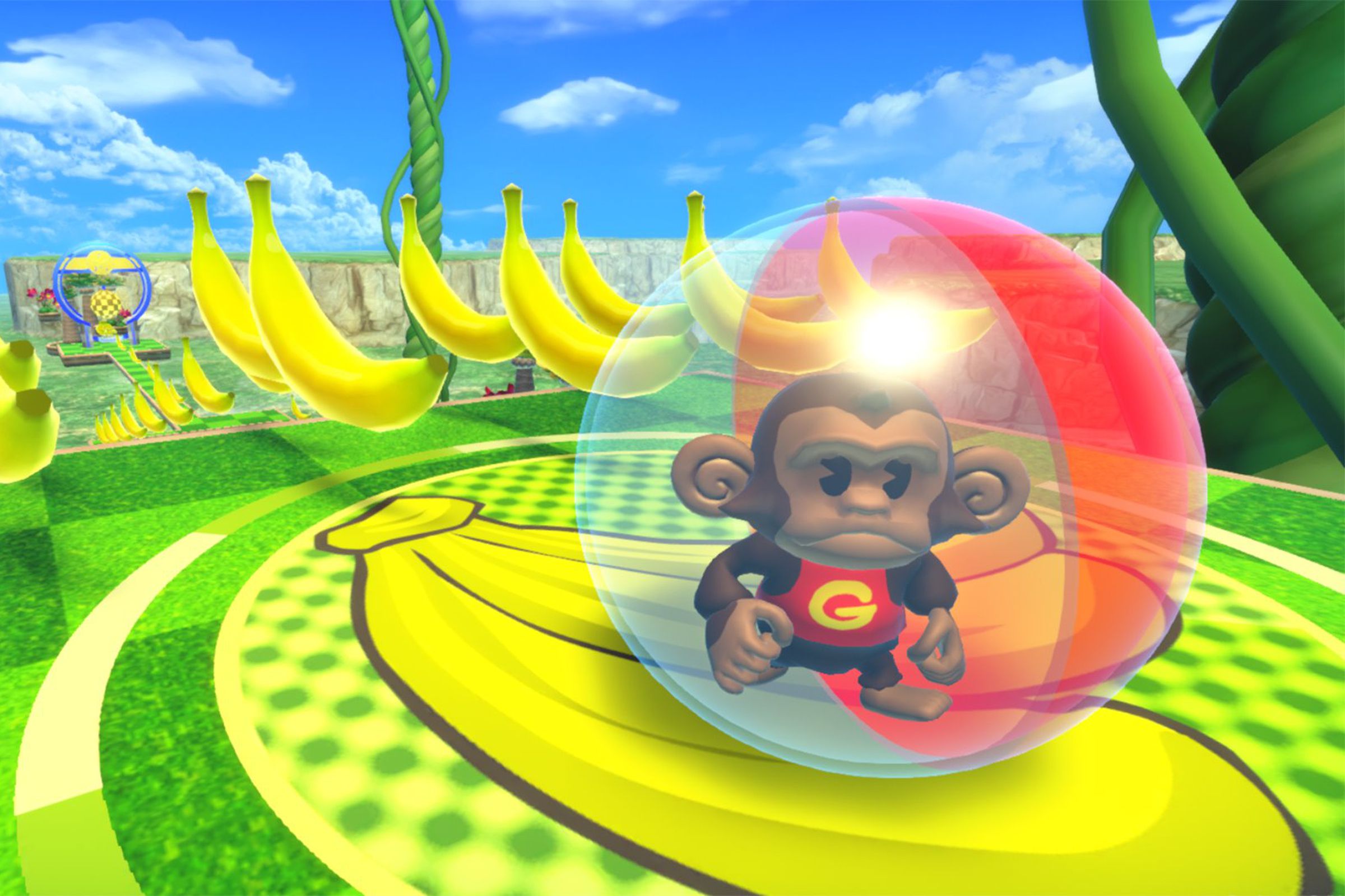 A screenshot from Super Monkey Ball Banana Mania.