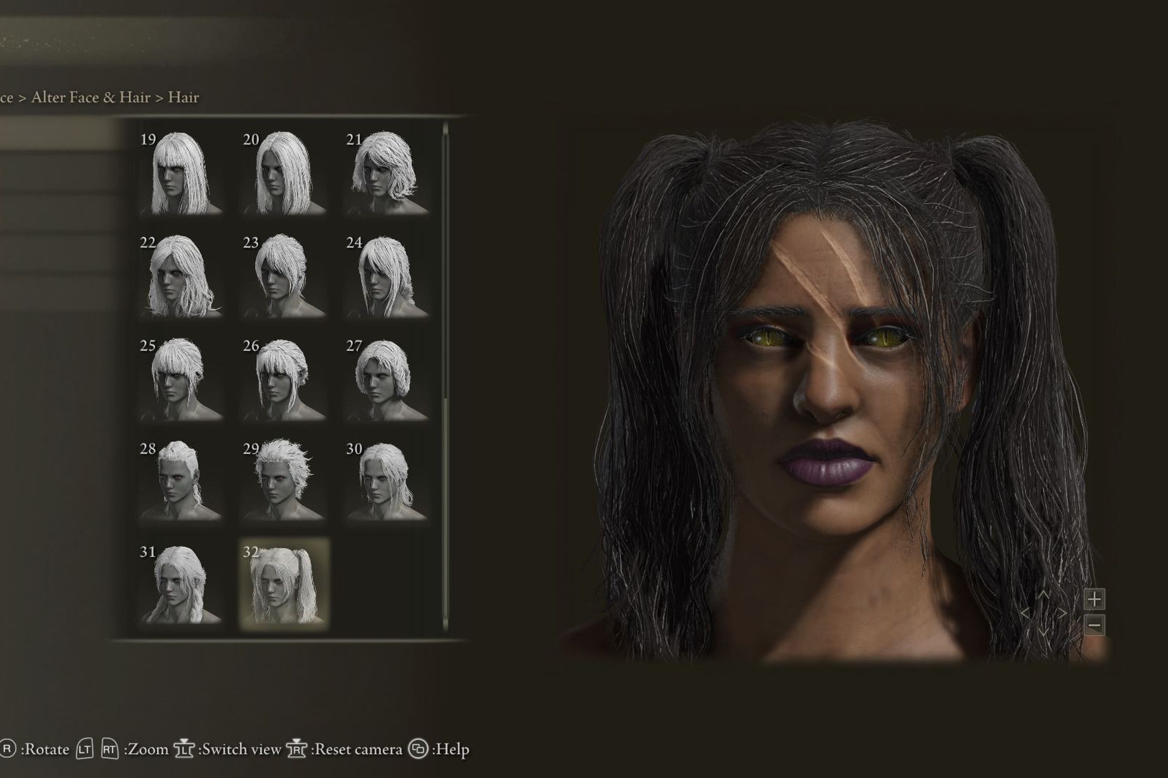 Screenshot from Elden Ring highlighting the new hairstyles 