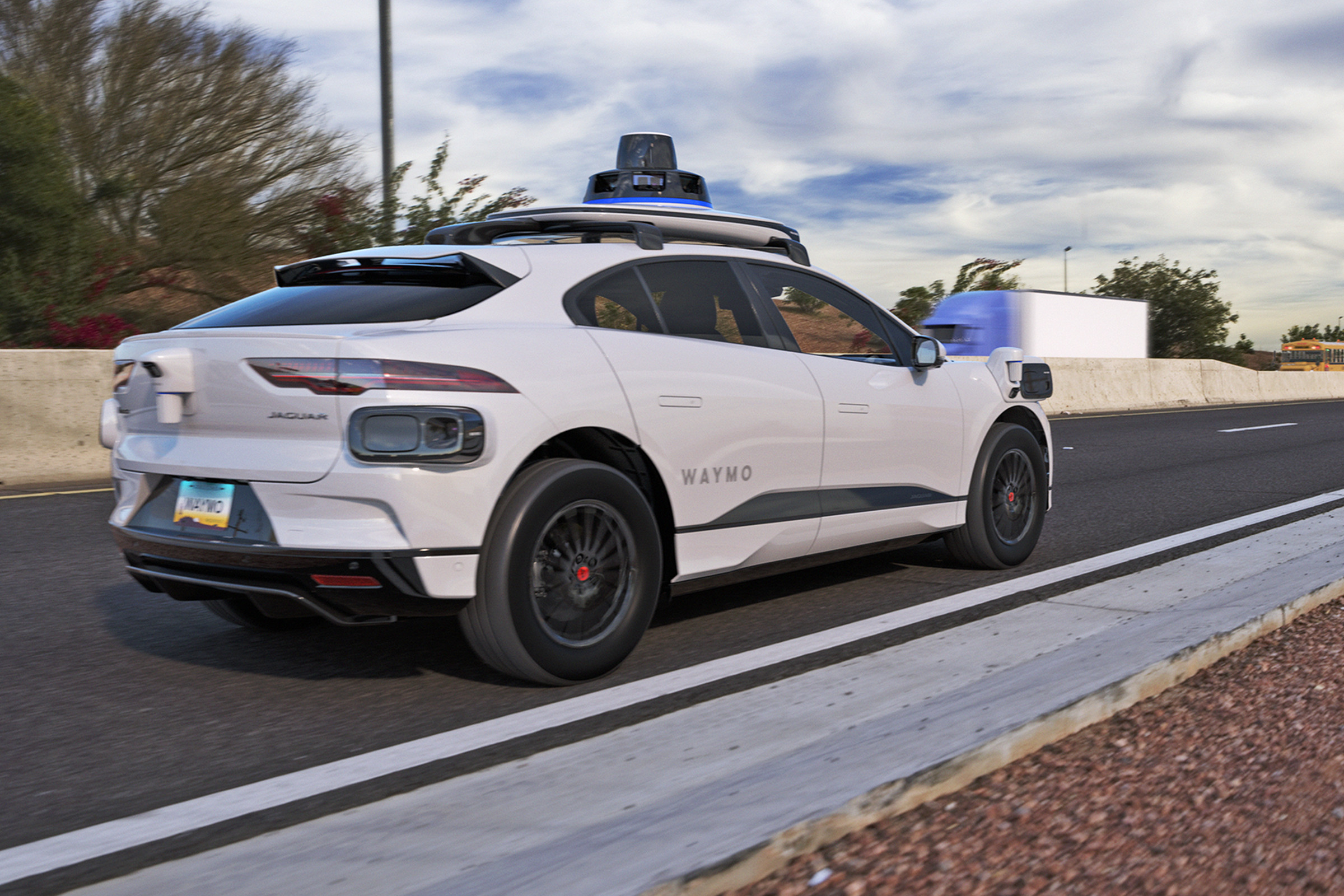 Waymo driverless vehicle on a highway