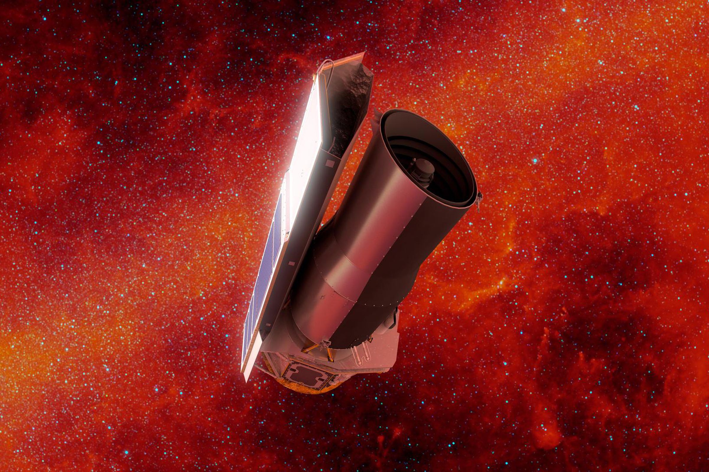 An artistic rendering of the Spitzer Space Telescope