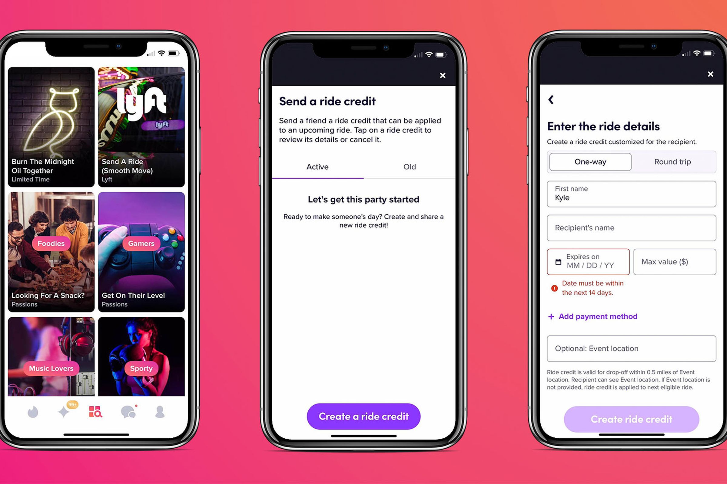 Lyft and Tinder have partnered to offer free rides