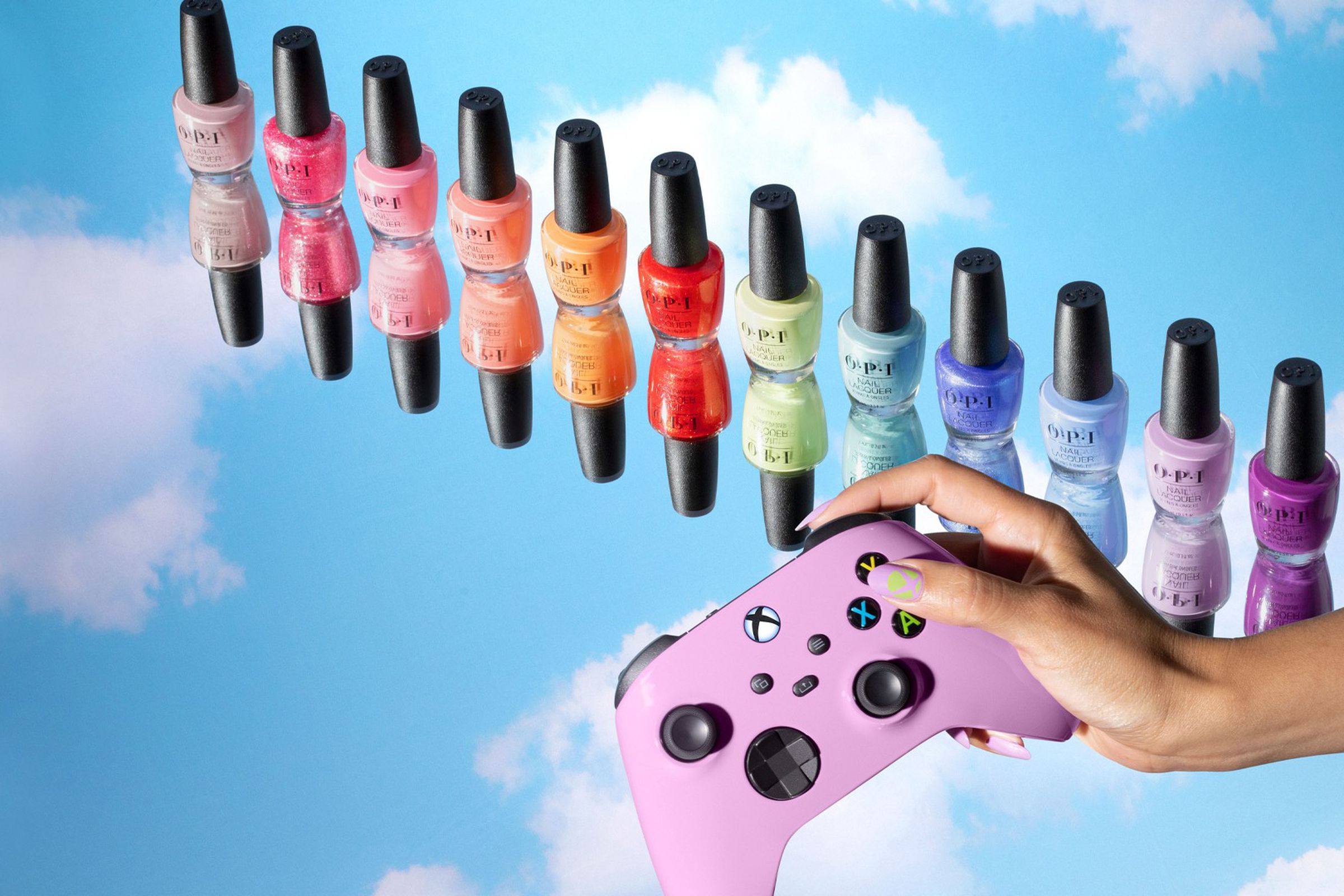 The line consists of 12 colors with cheesy gaming-inspired names.