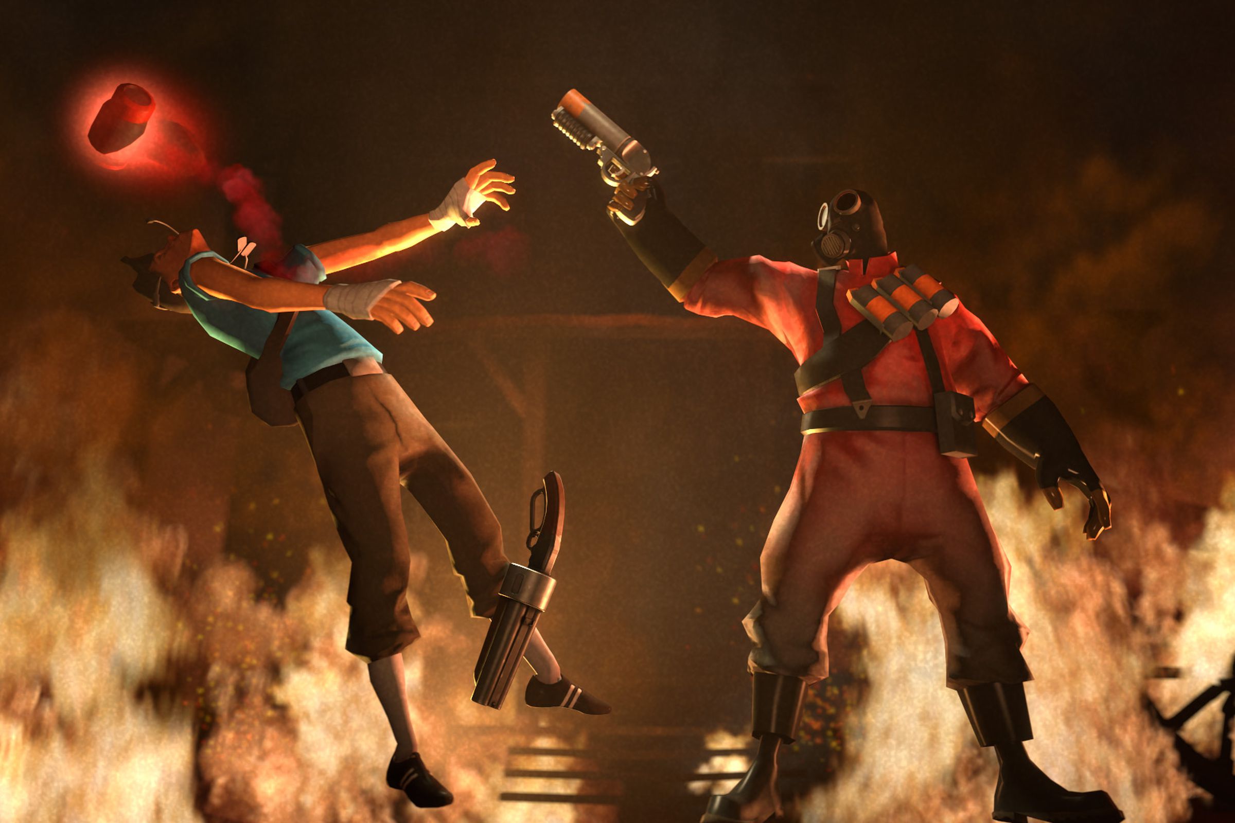 Pyro and Scout face off.