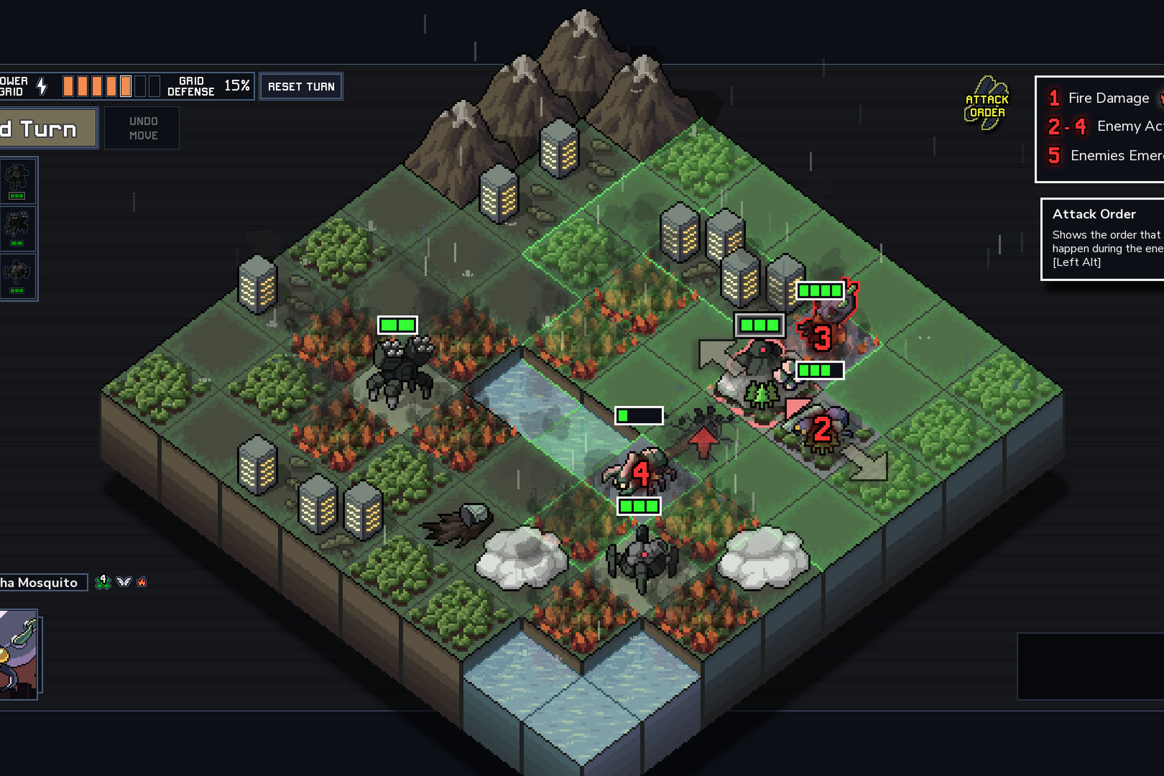 A screenshot from the game Into the Breach.