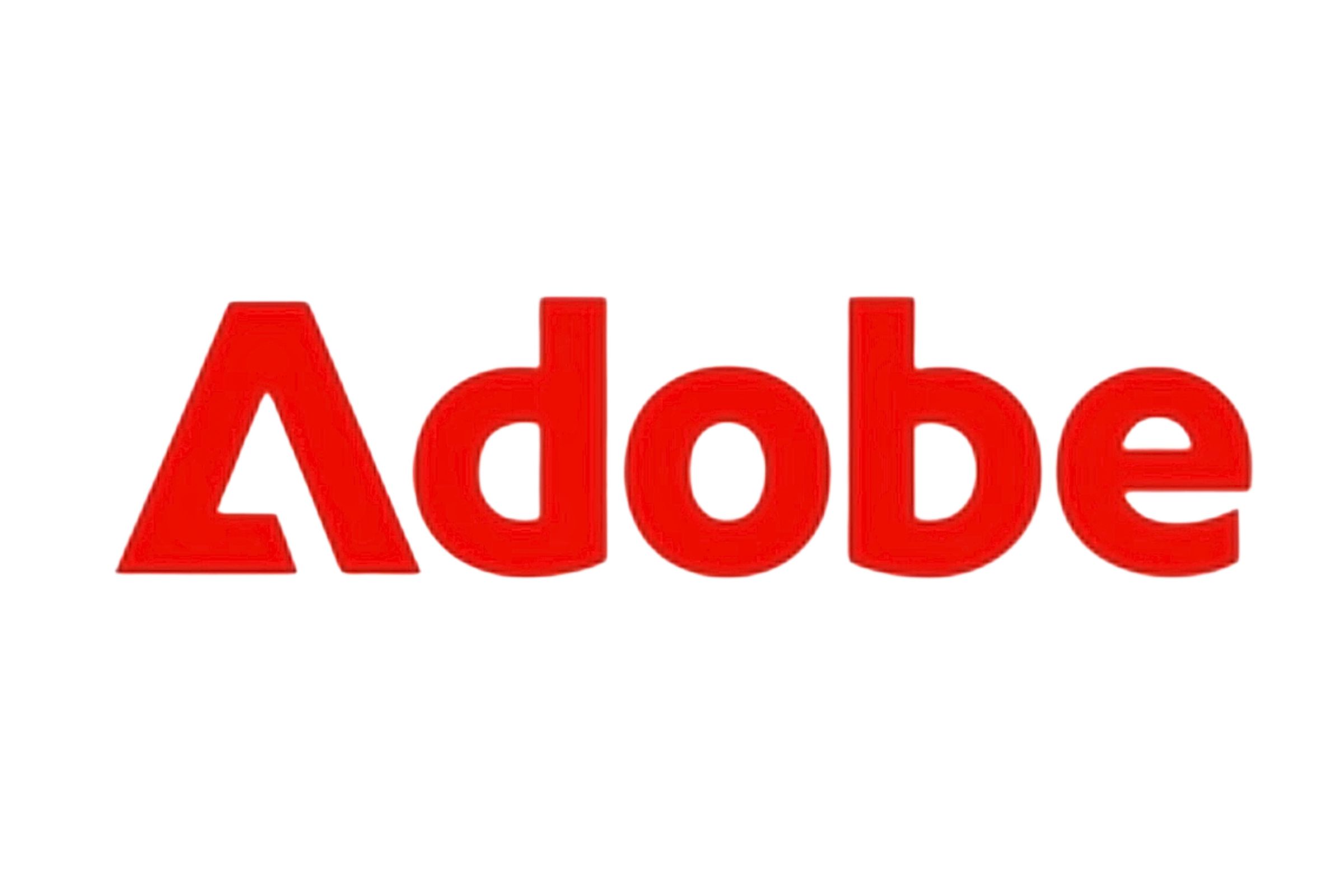 The new Adobe wordmark in red against a white background.